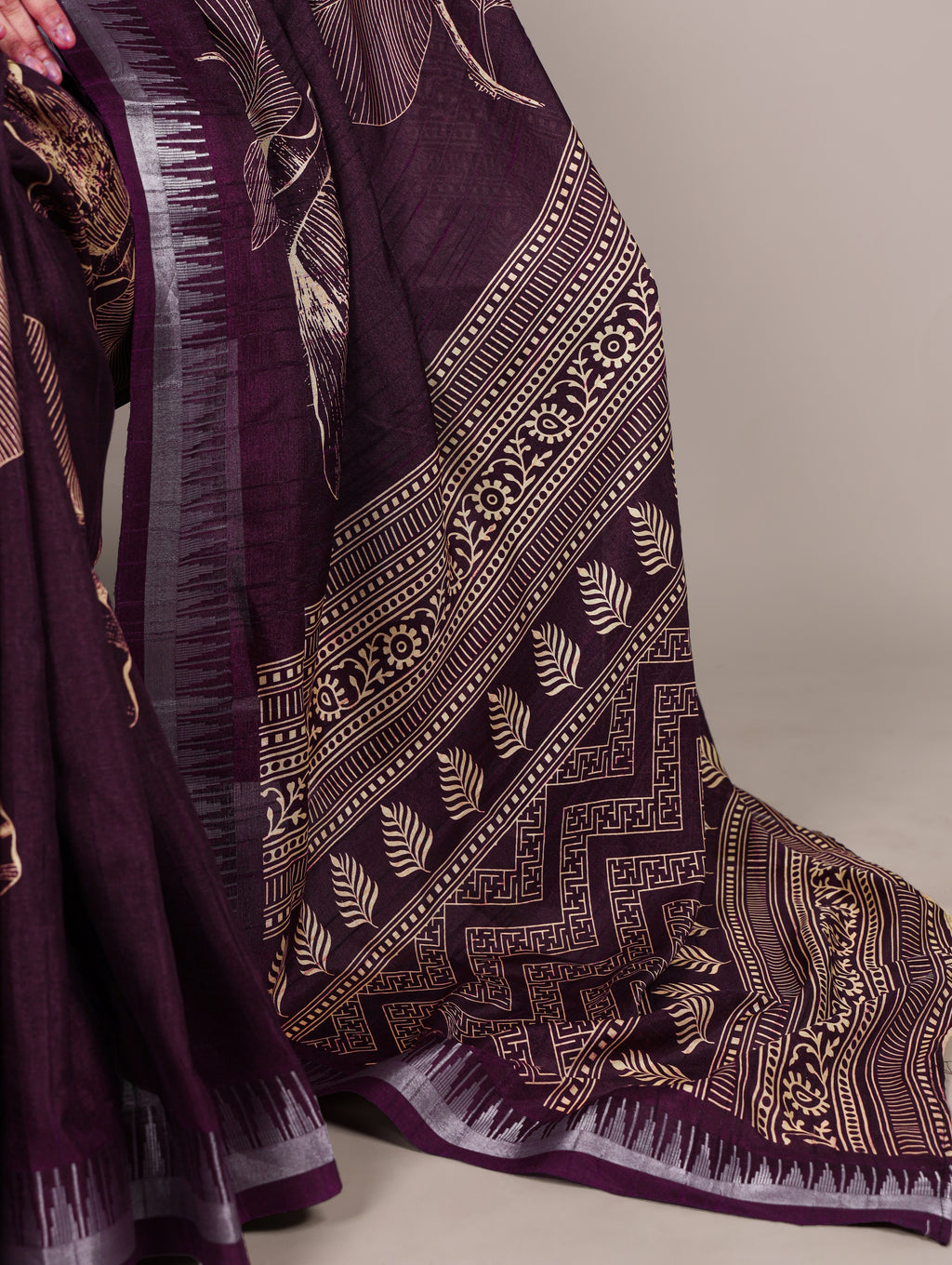 Slub Silk Floral Printed Saree