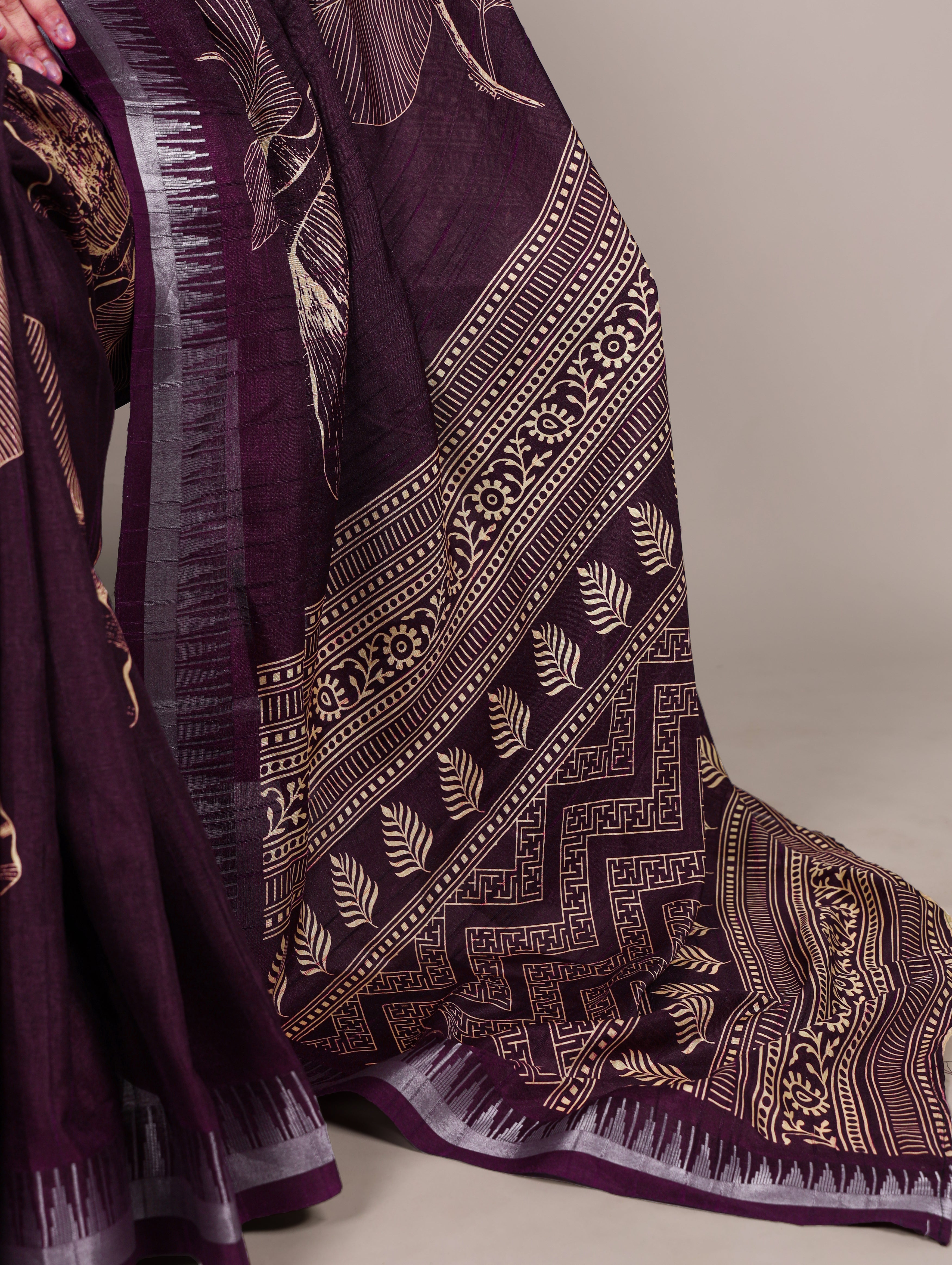 Slub Silk Floral Printed Saree