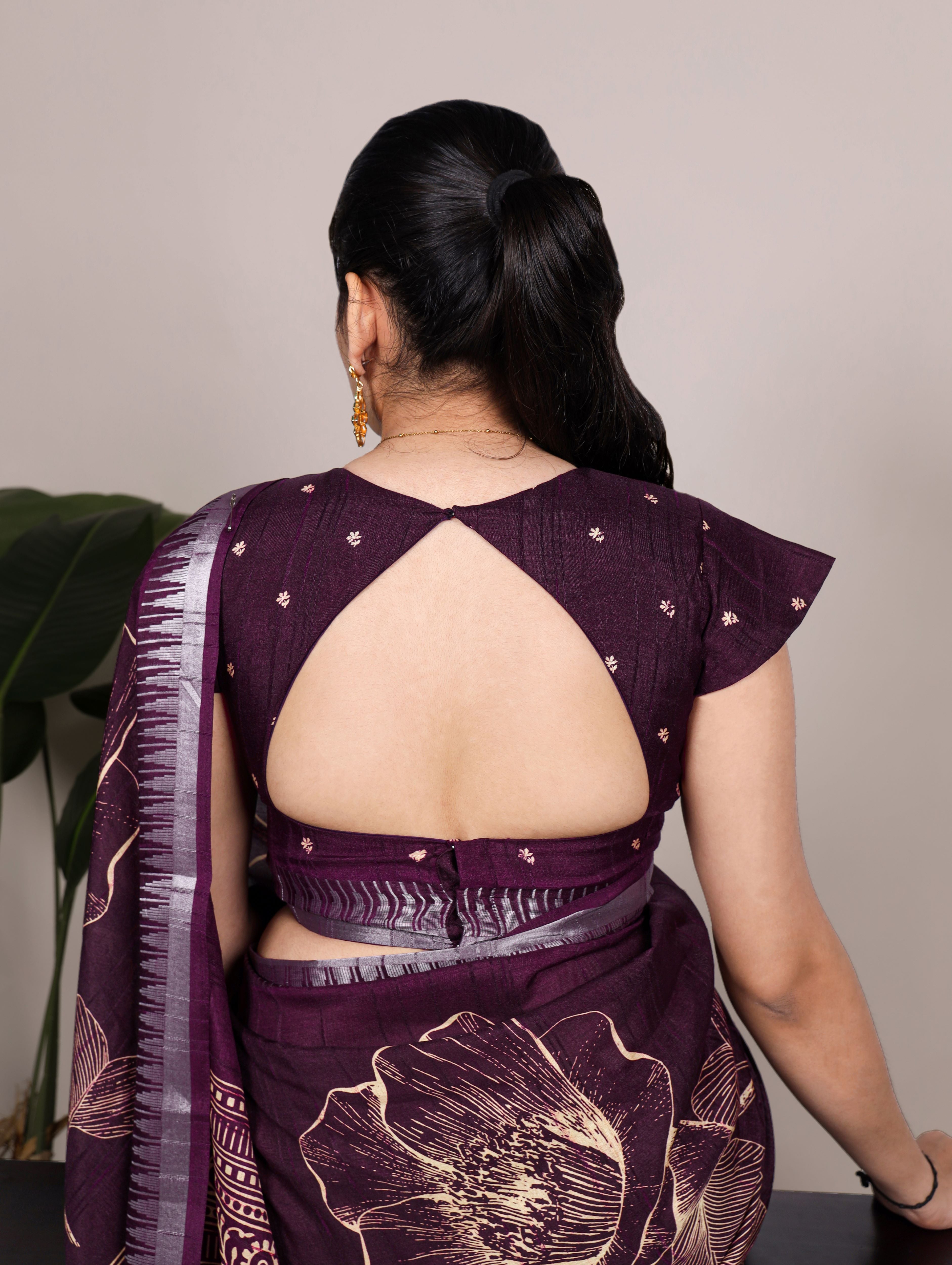 Slub Silk Floral Printed Saree