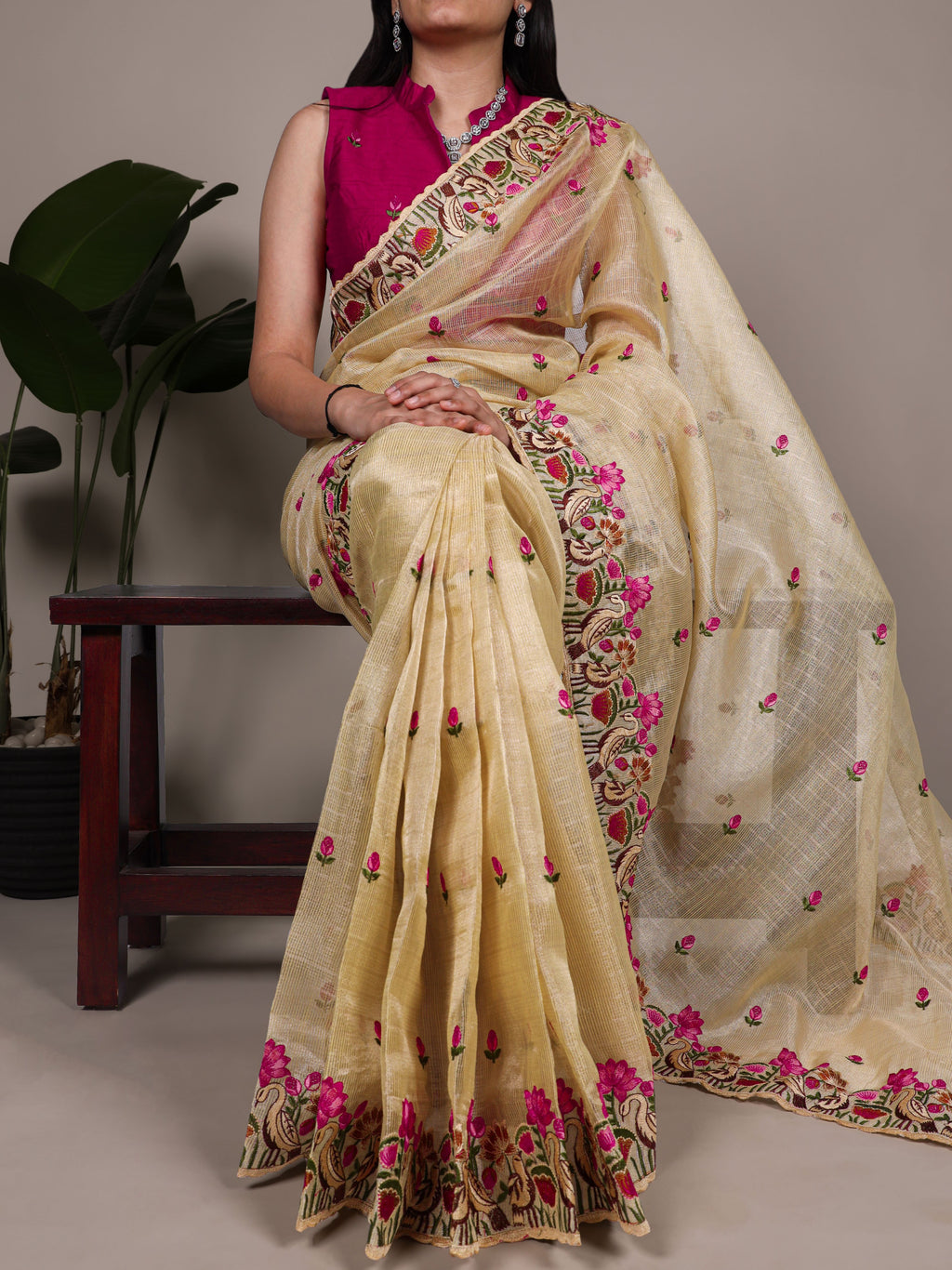 Zari Kota Tissue Saree For Women