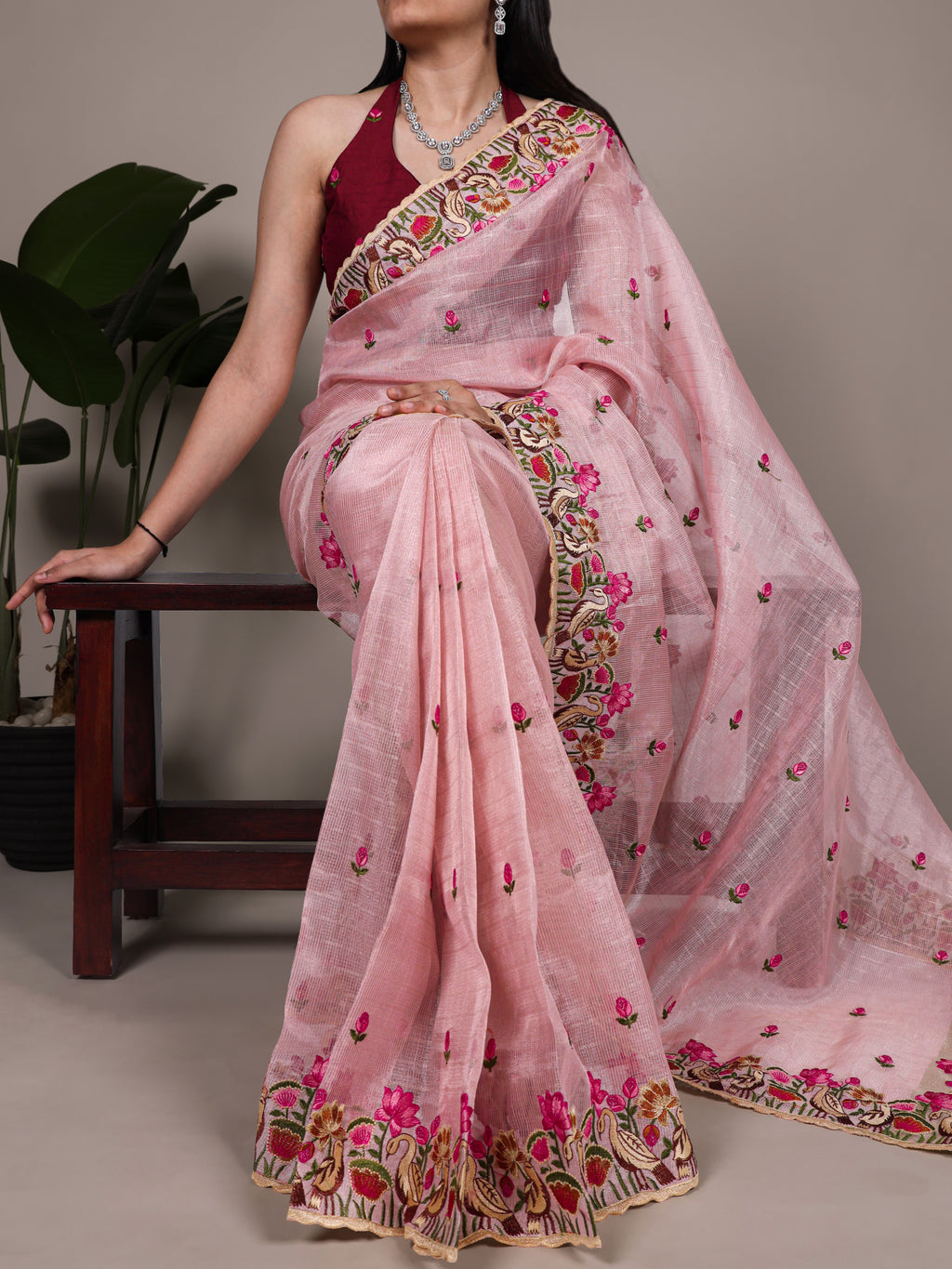 Zari Kota Tissue Saree For Women