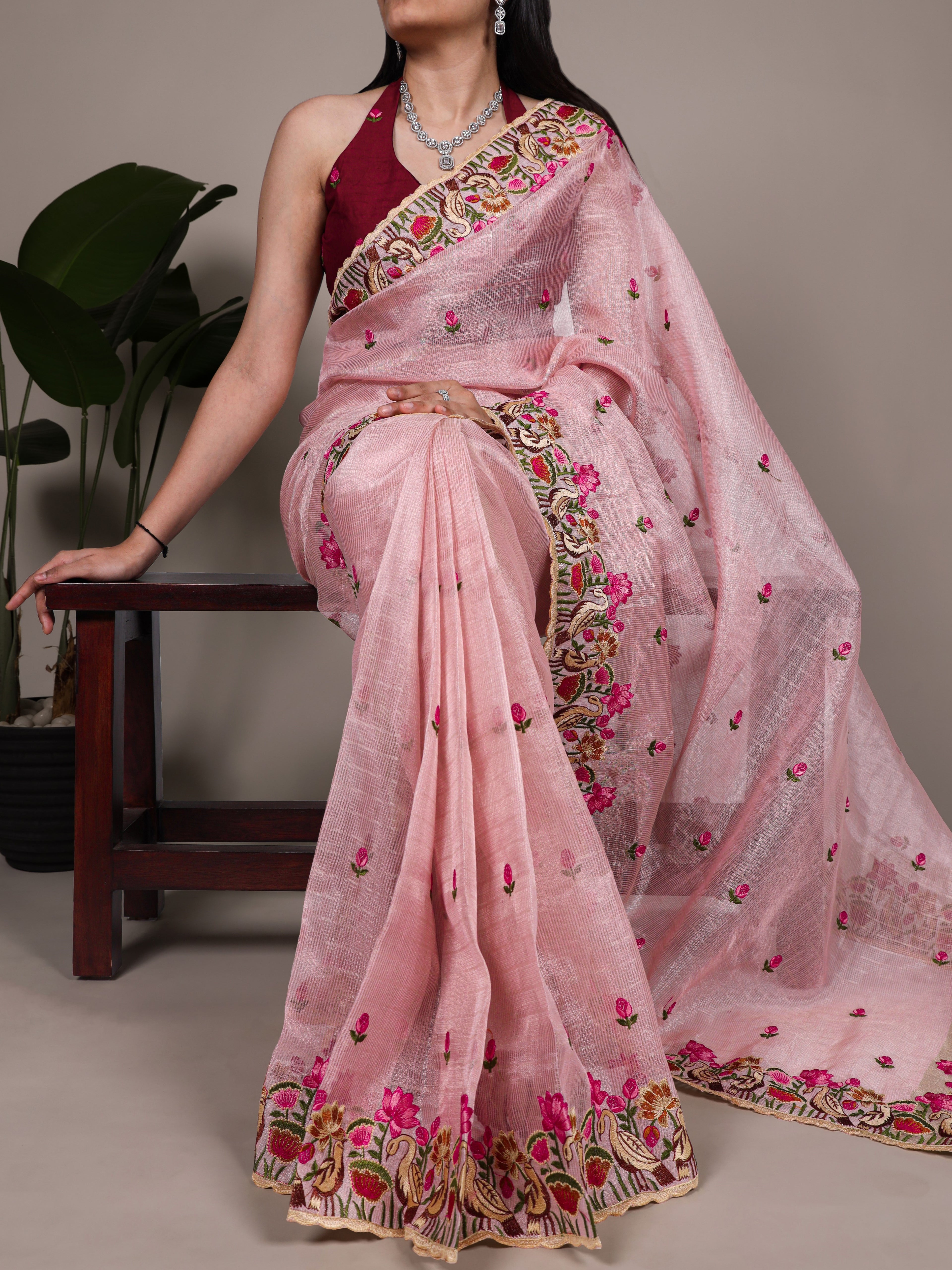 Zari Kota Tissue Saree For Women