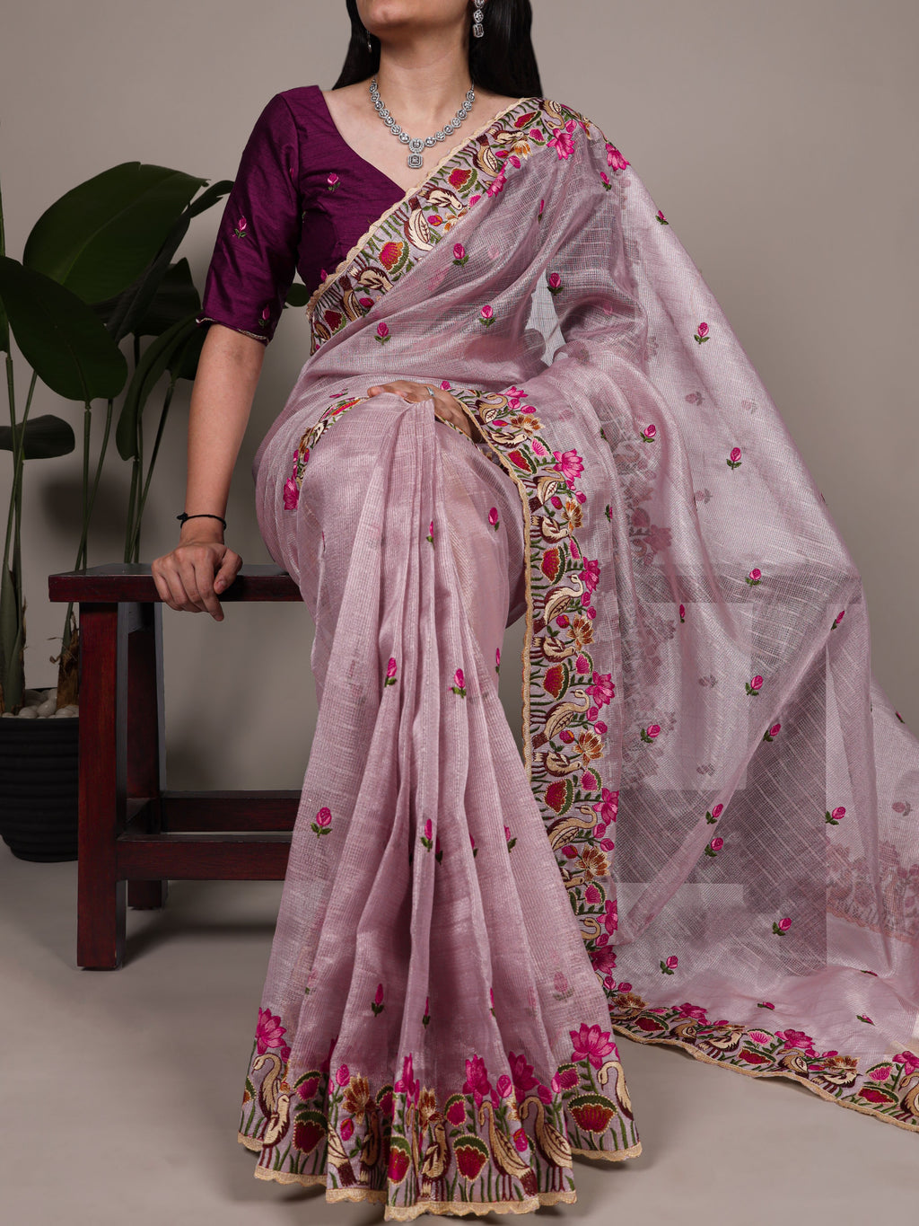 Zari Kota Tissue Saree For Women