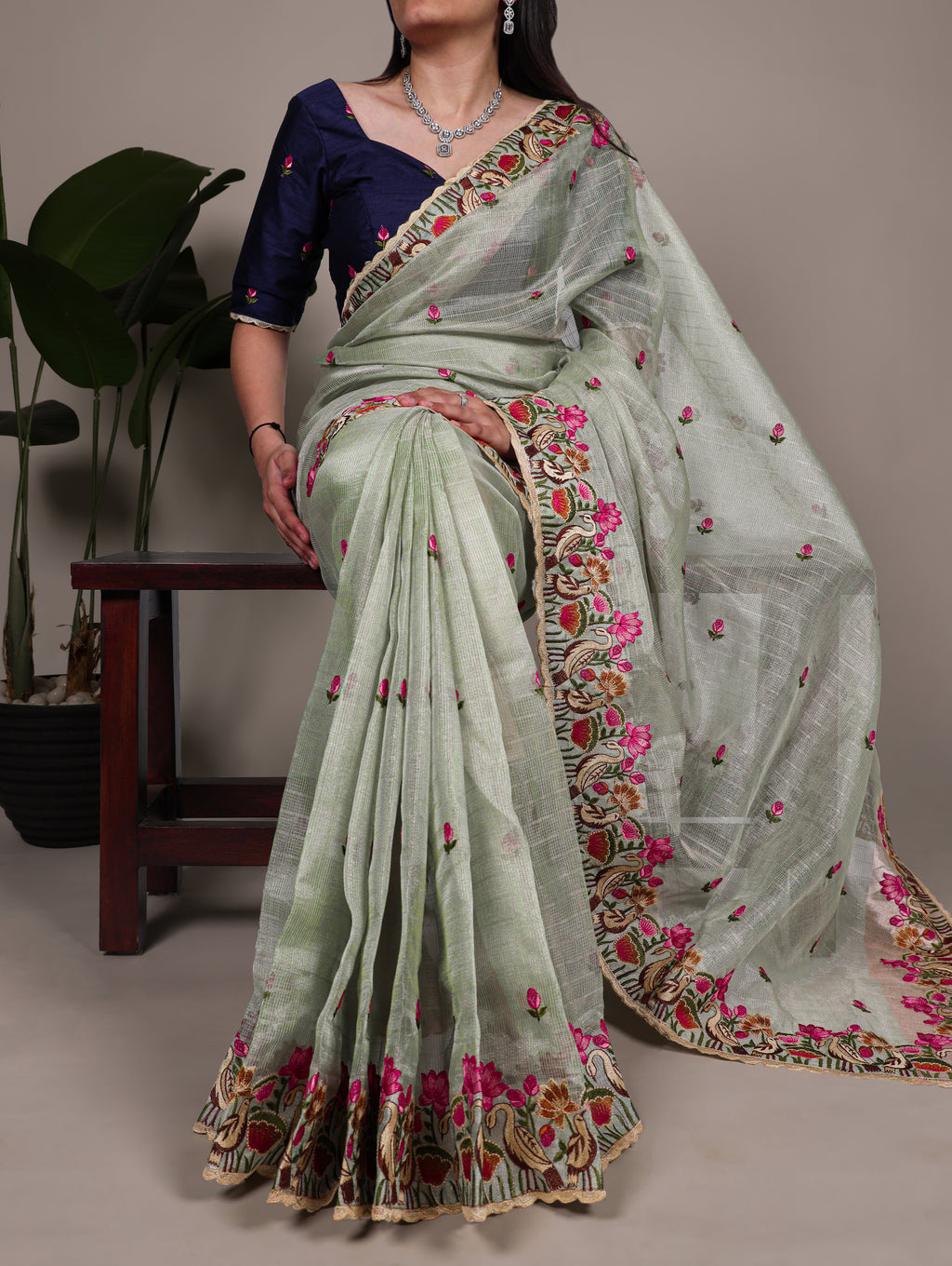 Zari Kota Tissue Saree For Women