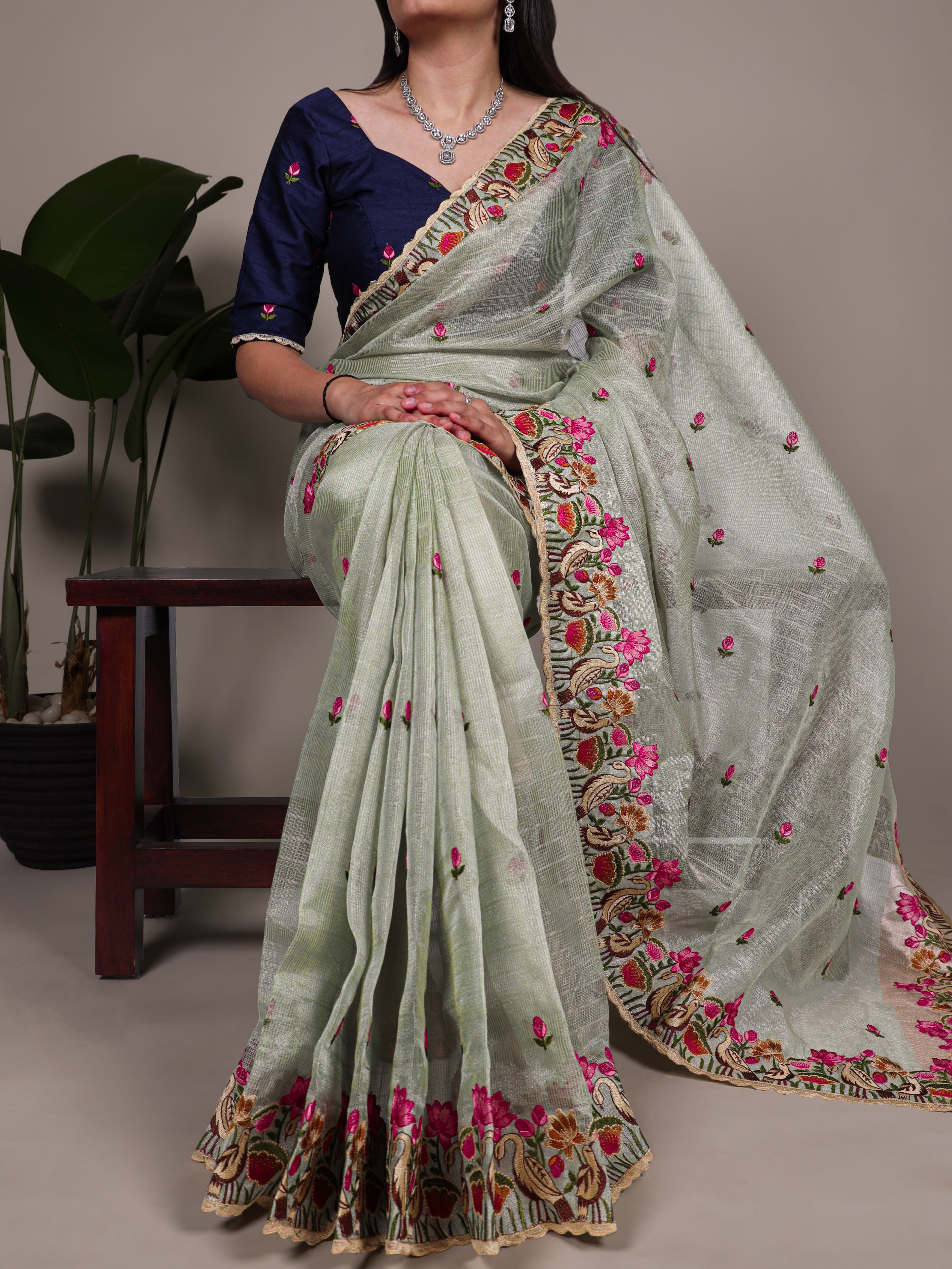 Zari Kota Tissue Saree For Women