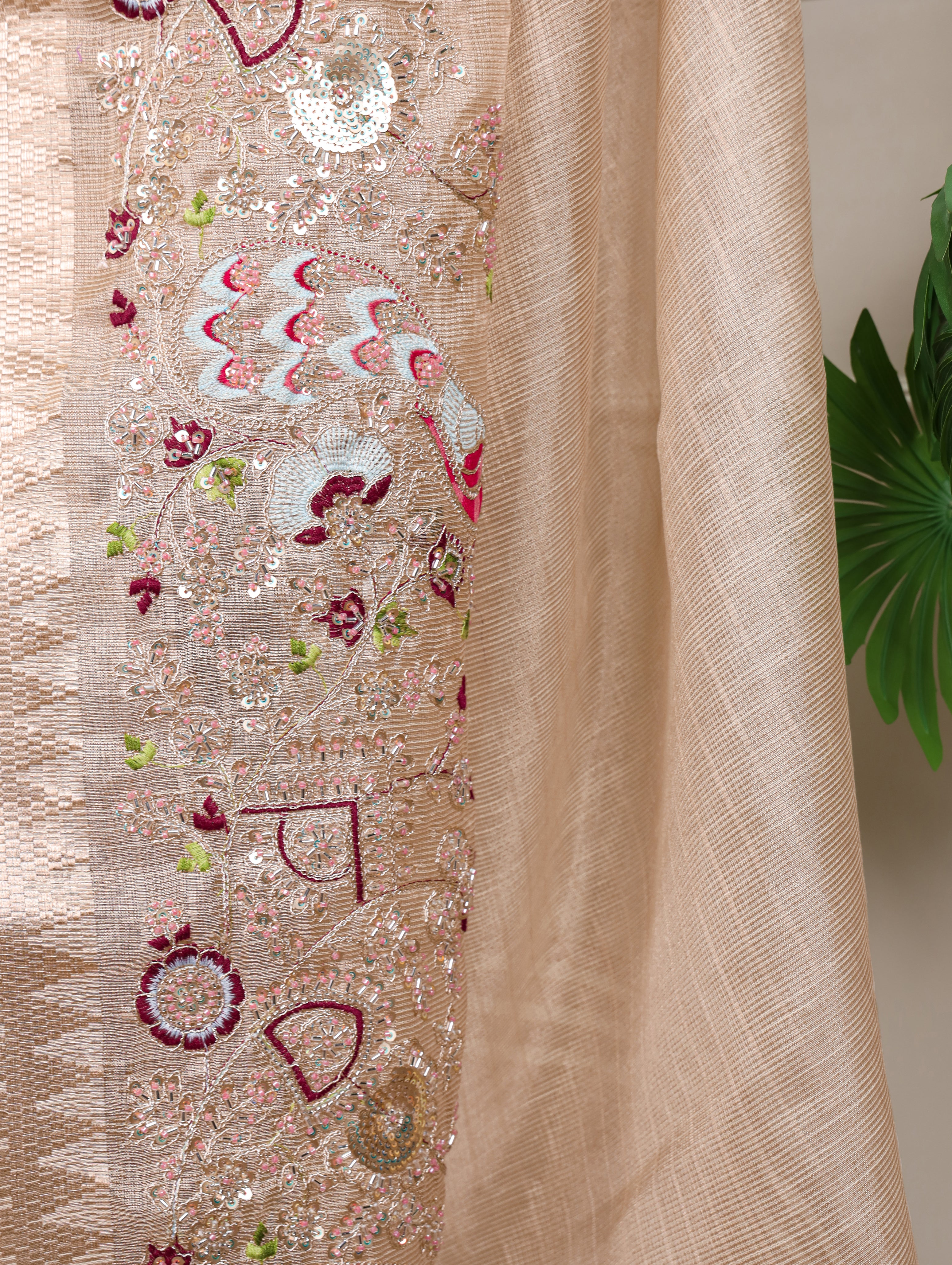 Zari Kota Embroidered Saree For Women