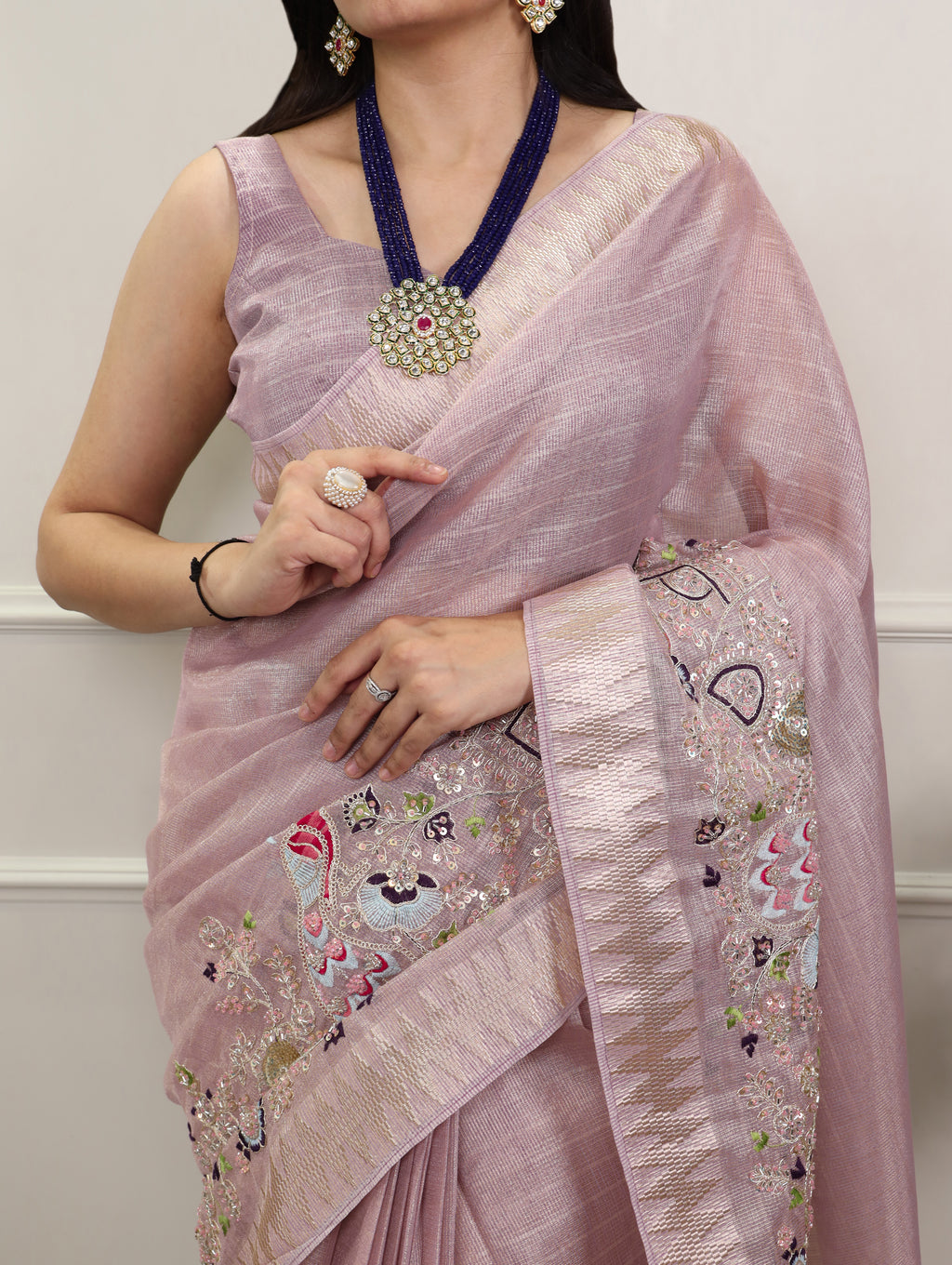 Zari Kota Embroidered Saree For Women