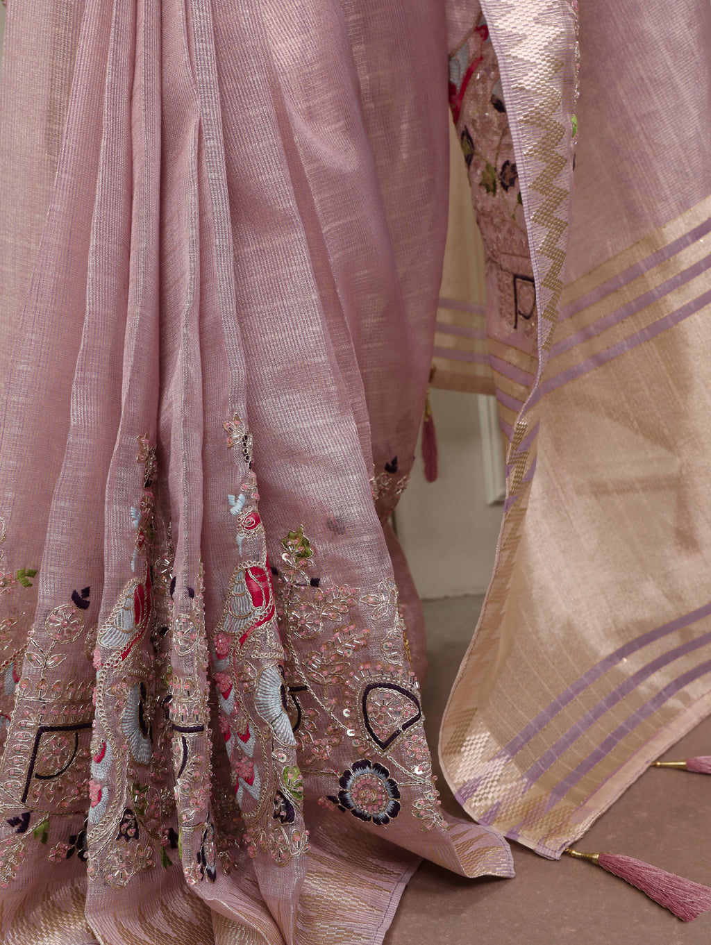 Zari Kota Embroidered Saree For Women