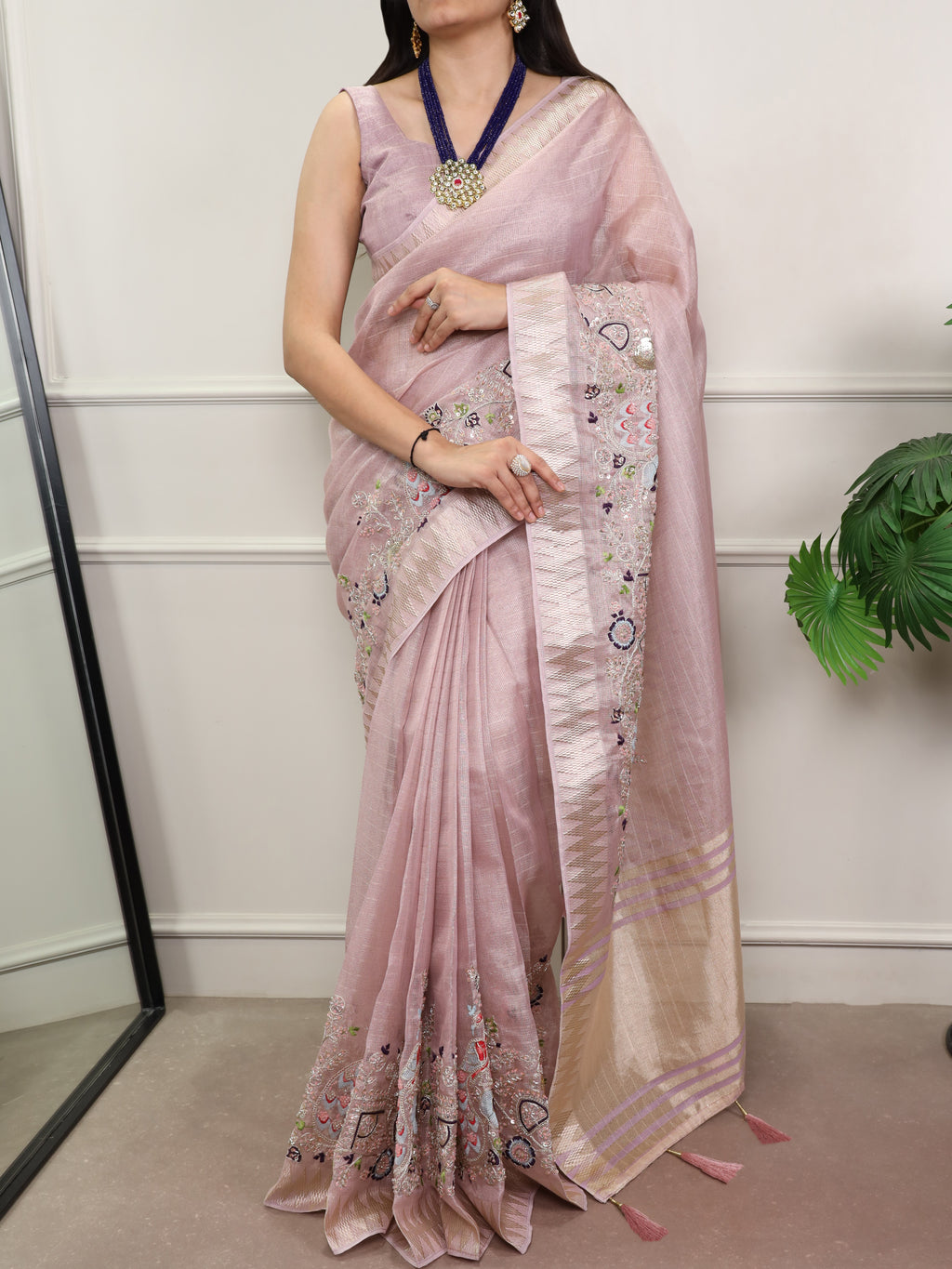 Zari Kota Embroidered Saree For Women