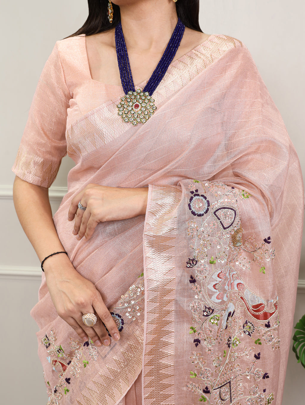 Zari Kota Embroidered Saree For Women