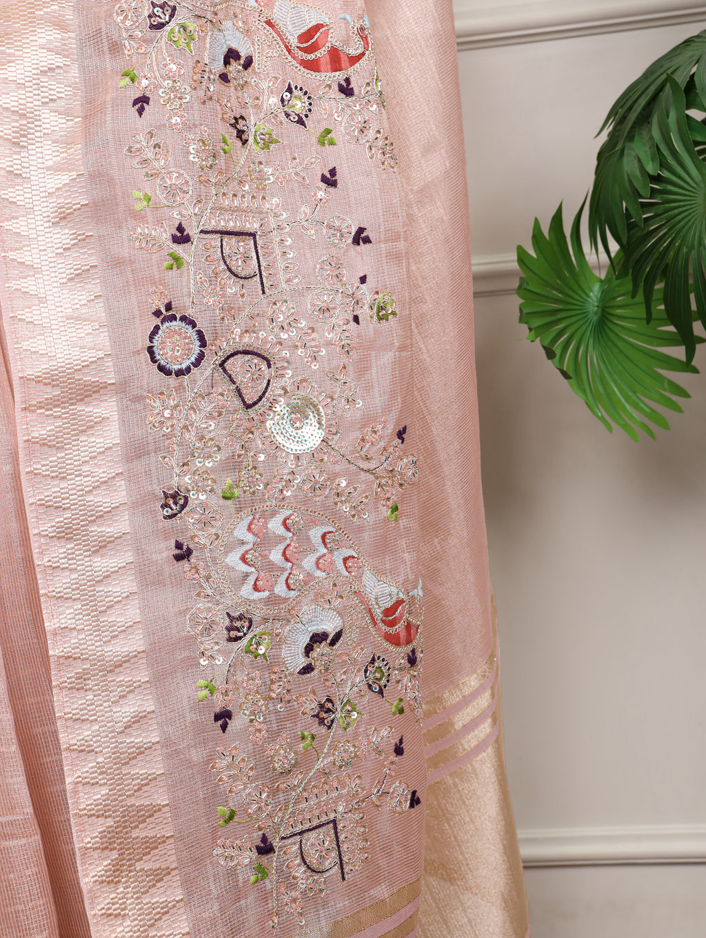 Zari Kota Embroidered Saree For Women