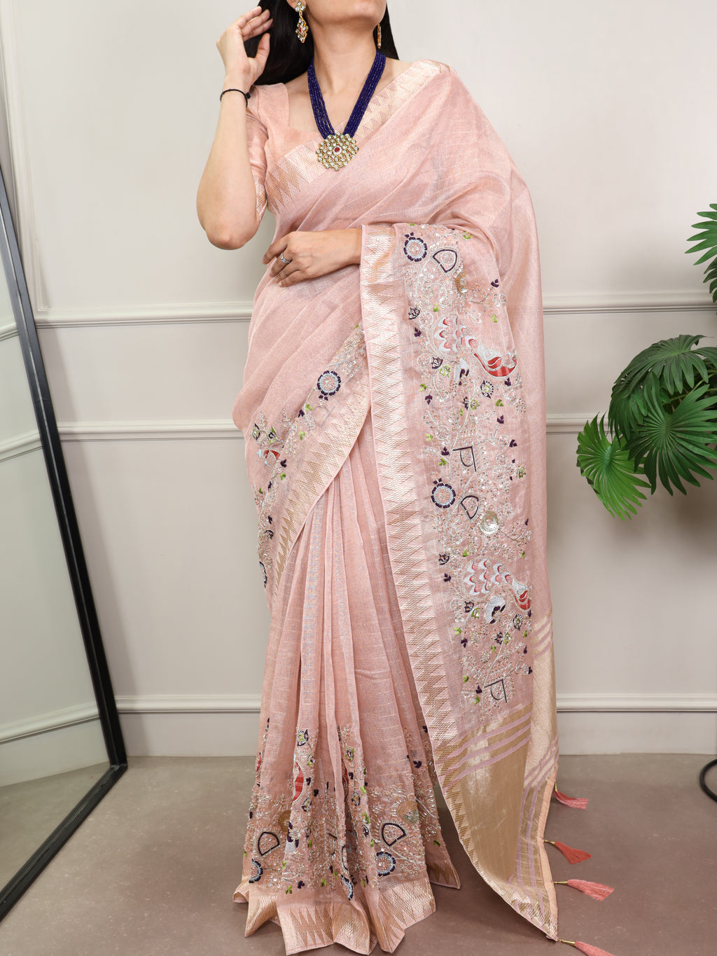 Zari Kota Embroidered Saree For Women