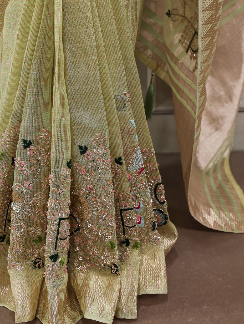 Zari Kota Embroidered Saree For Women