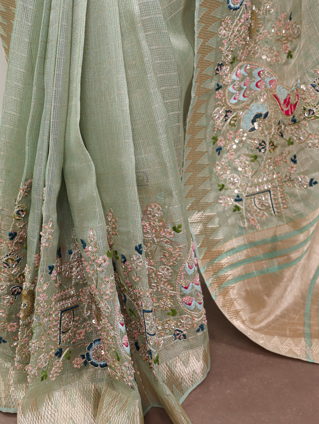 Zari Kota Embroidered Saree For Women