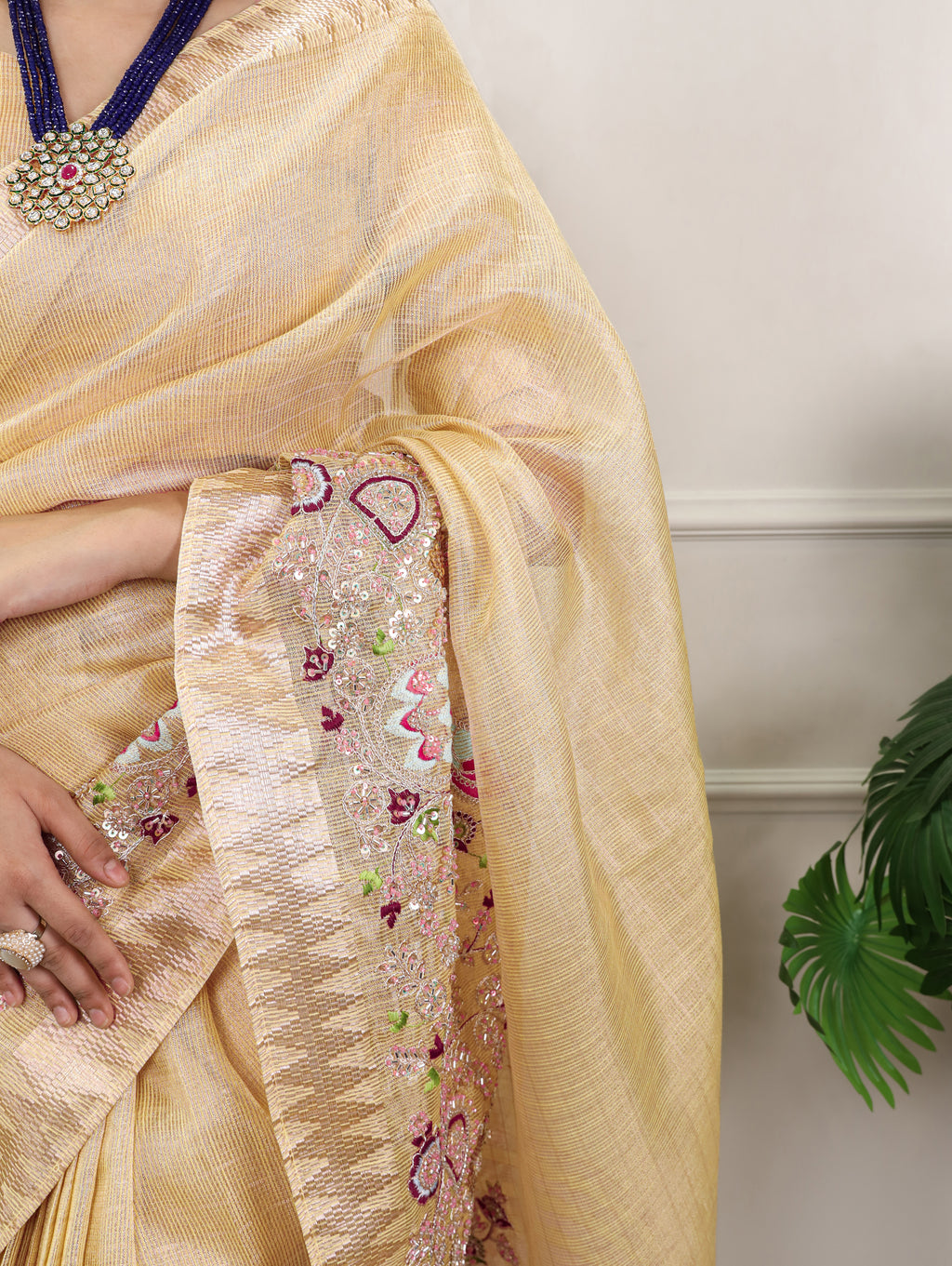 Zari Kota Embroidered Saree For Women