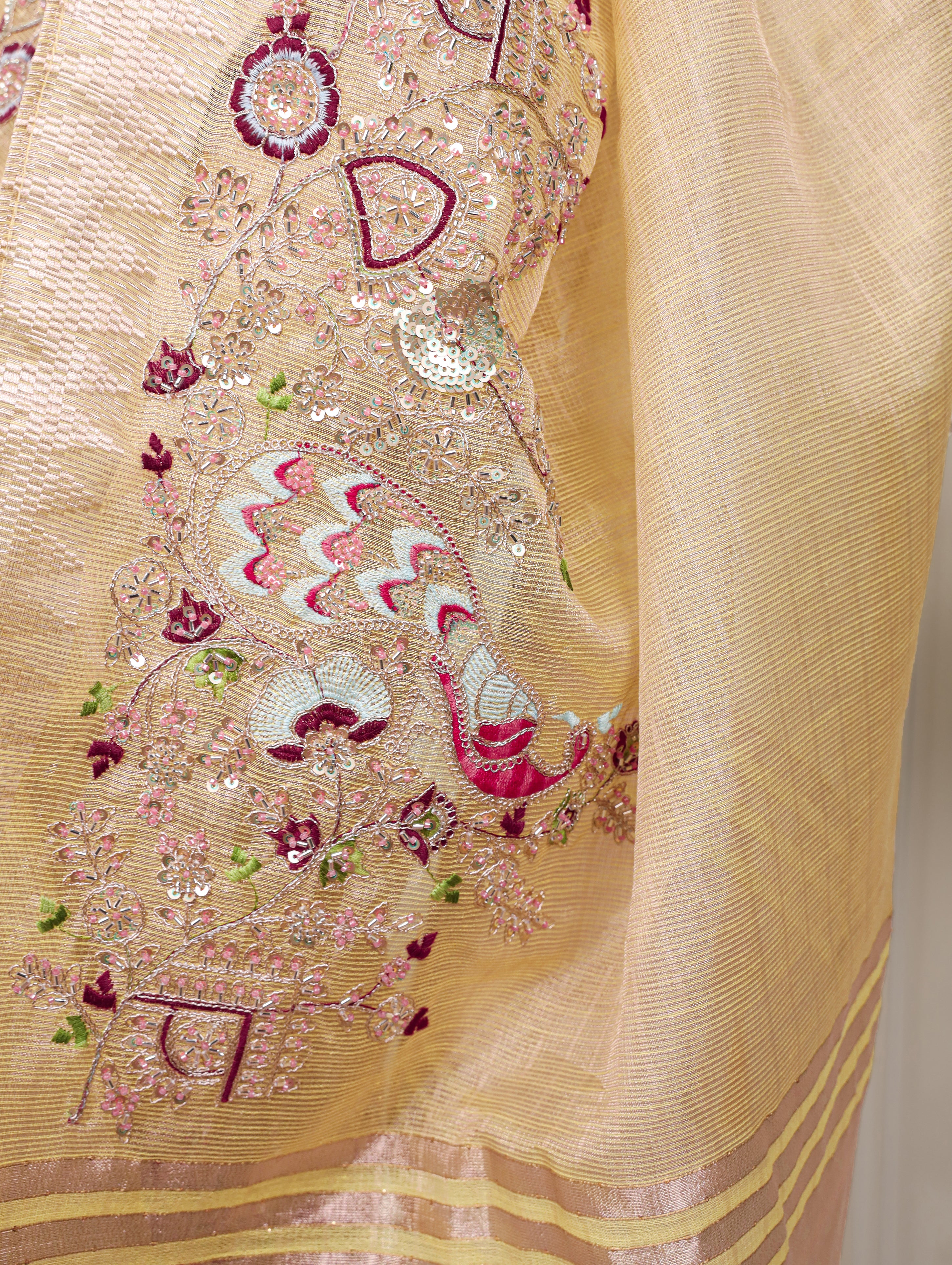 Zari Kota Embroidered Saree For Women