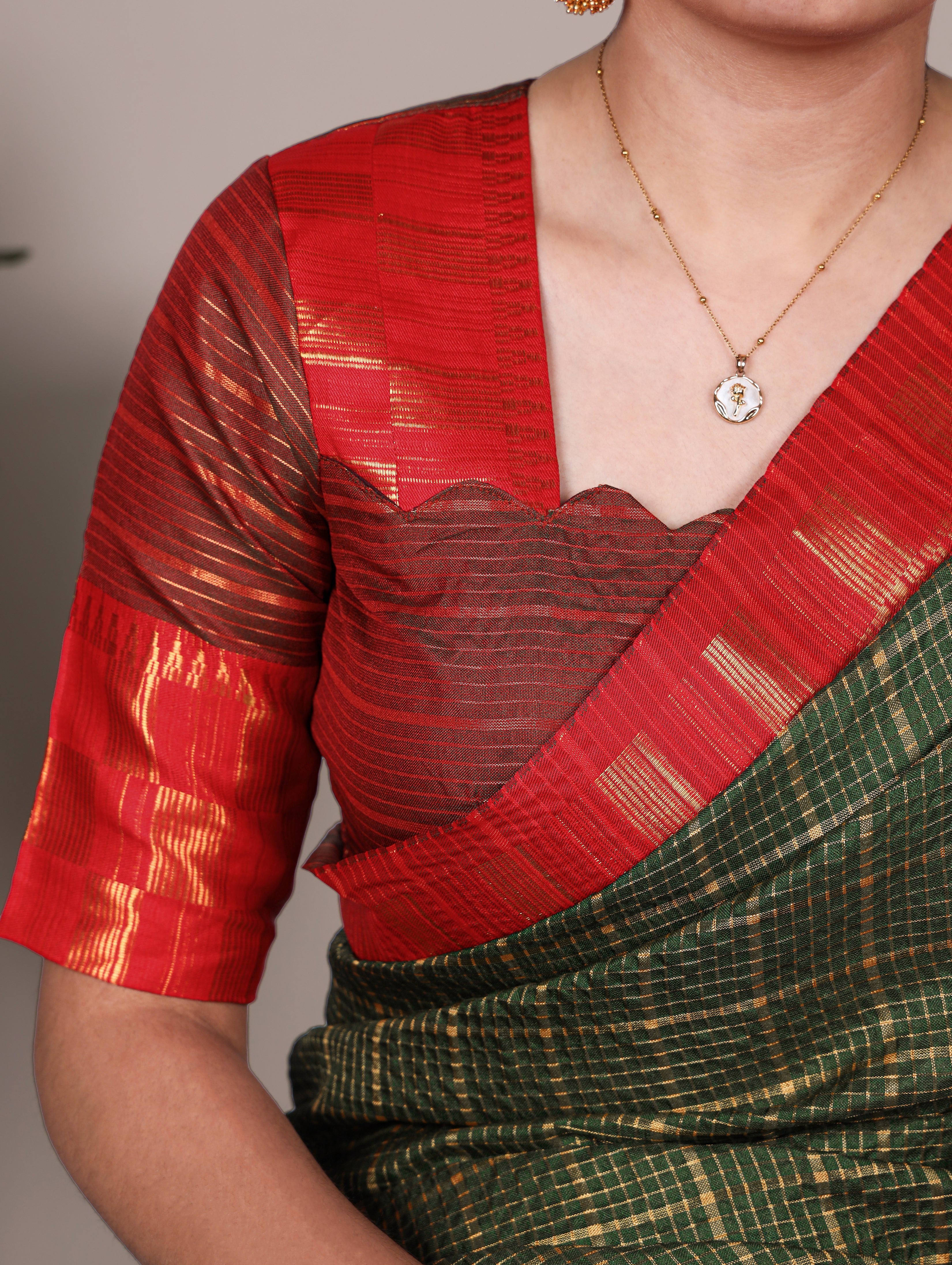 Poly Cotton Chex Saree For Women