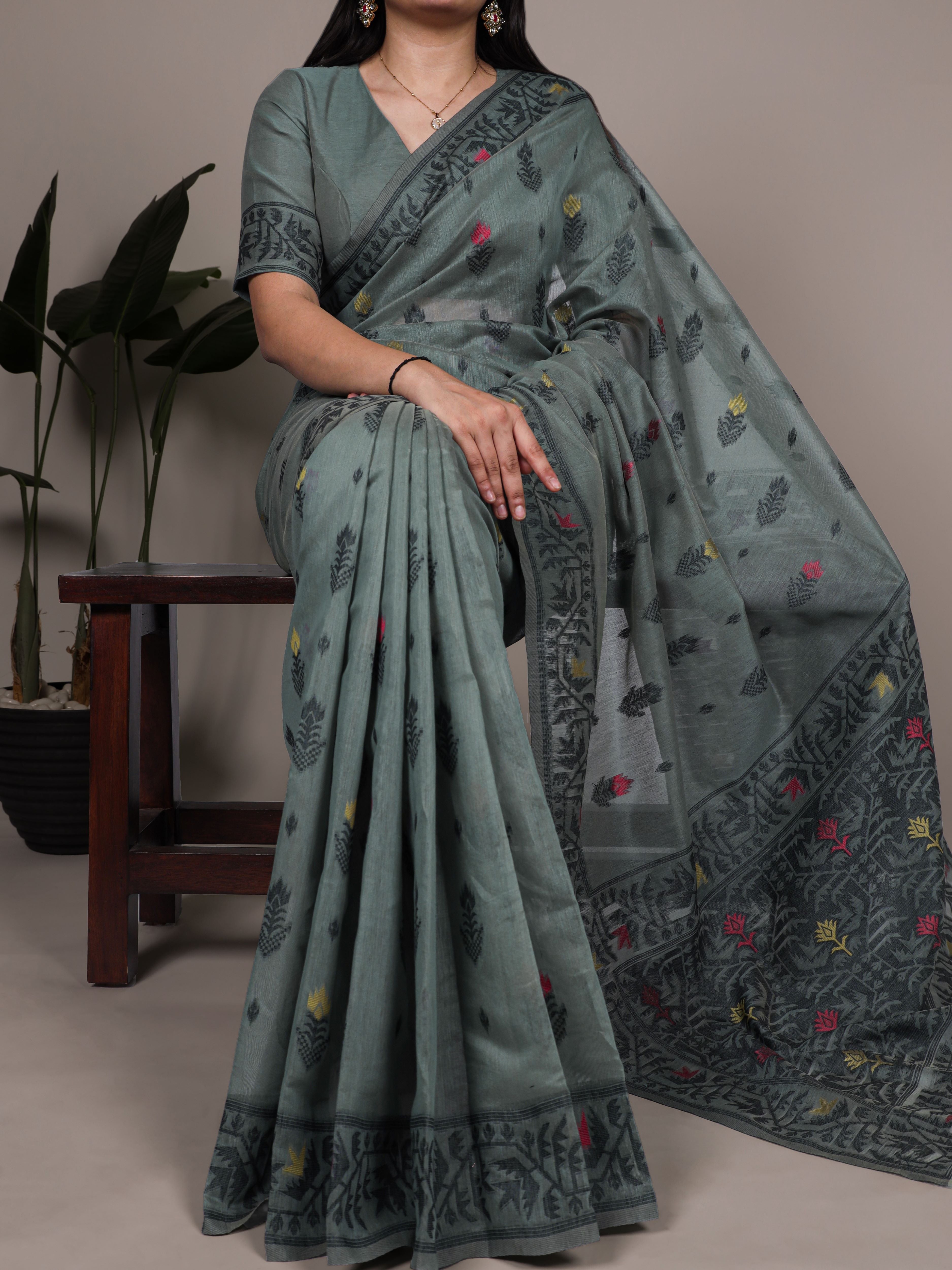 Cotton Thread Weaving Saree For Women