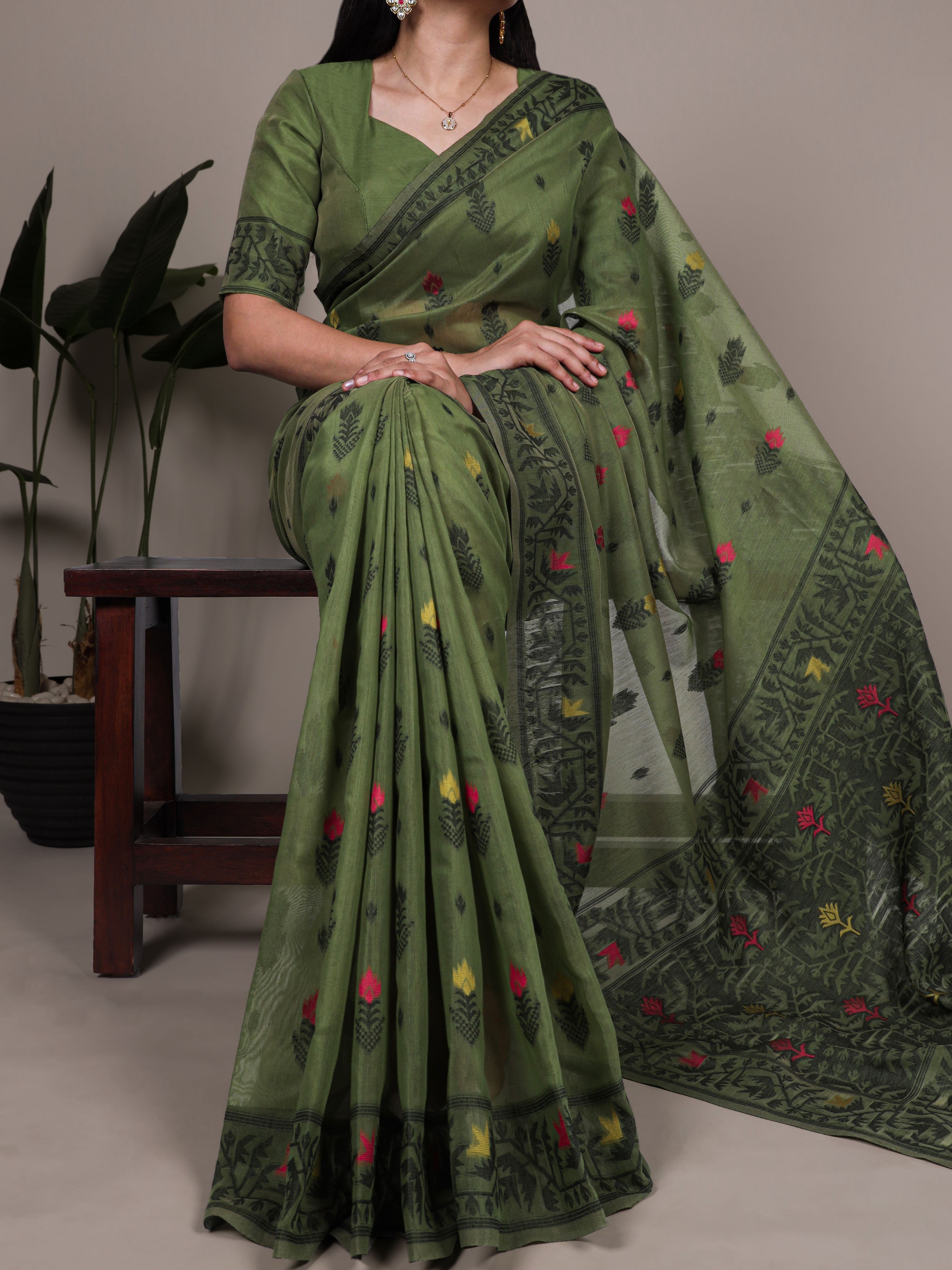Cotton Thread Weaving Saree For Women