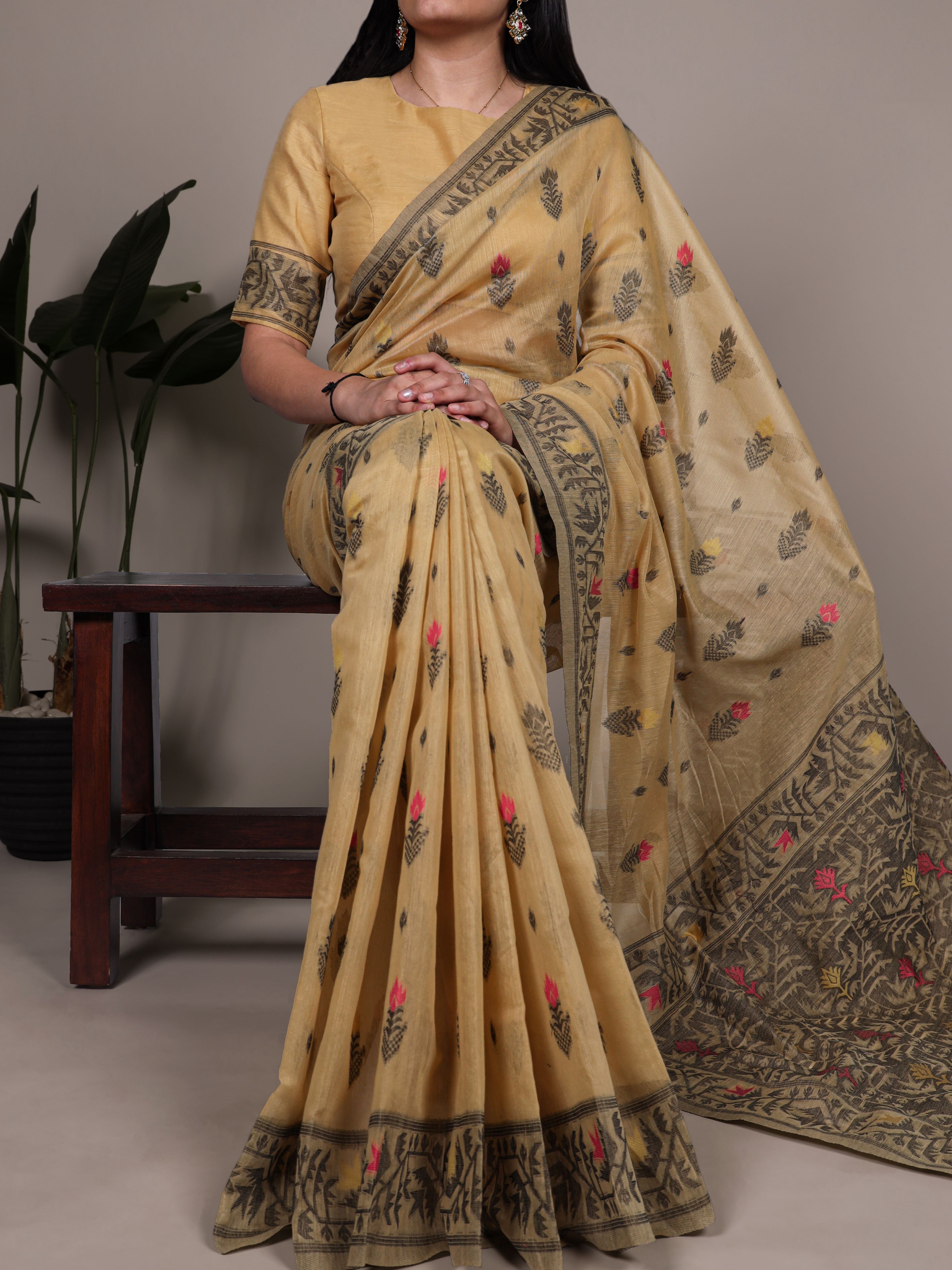 Cotton Thread Weaving Saree For Women