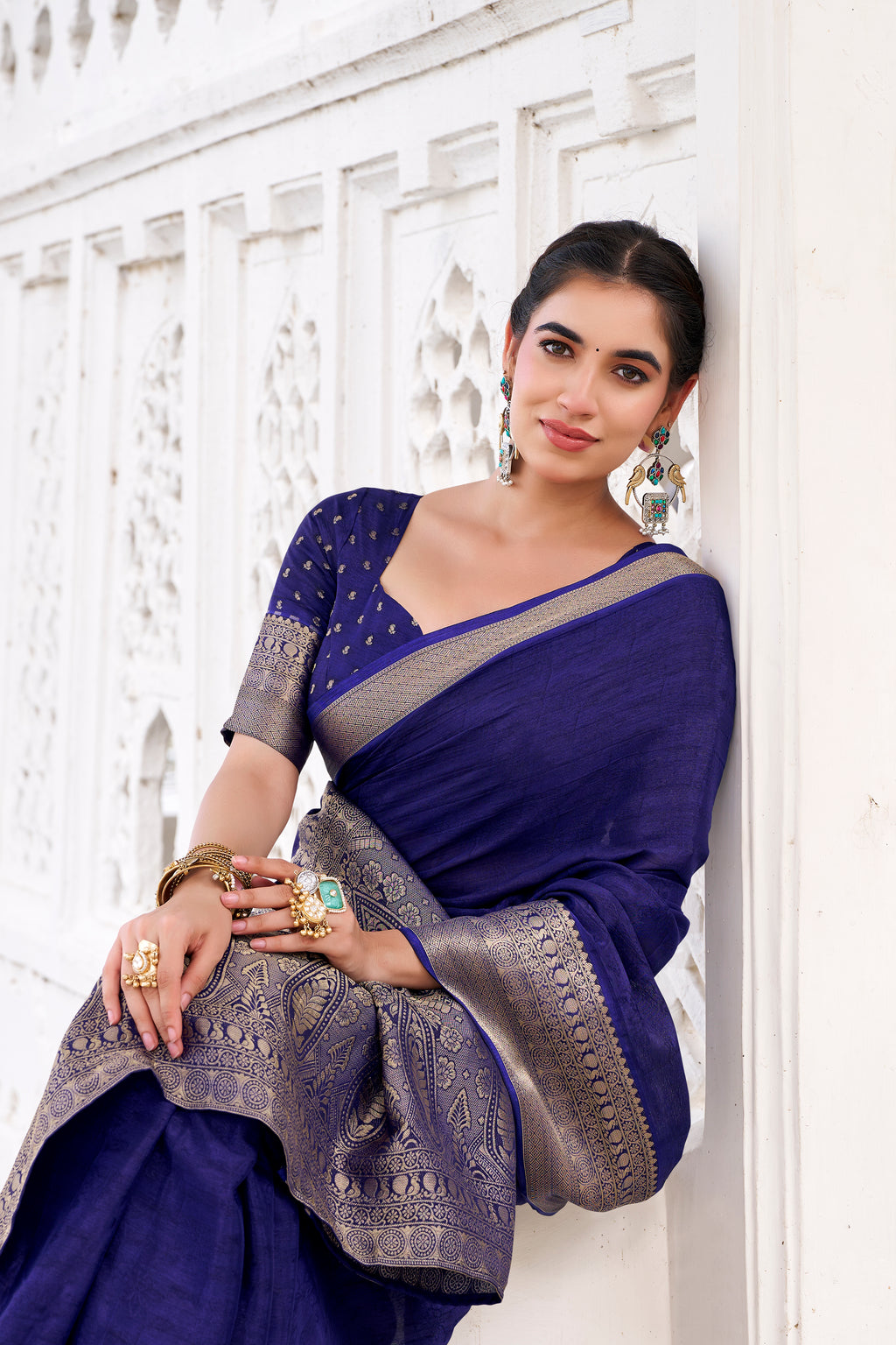 Chinon Zari Weaving  Saree