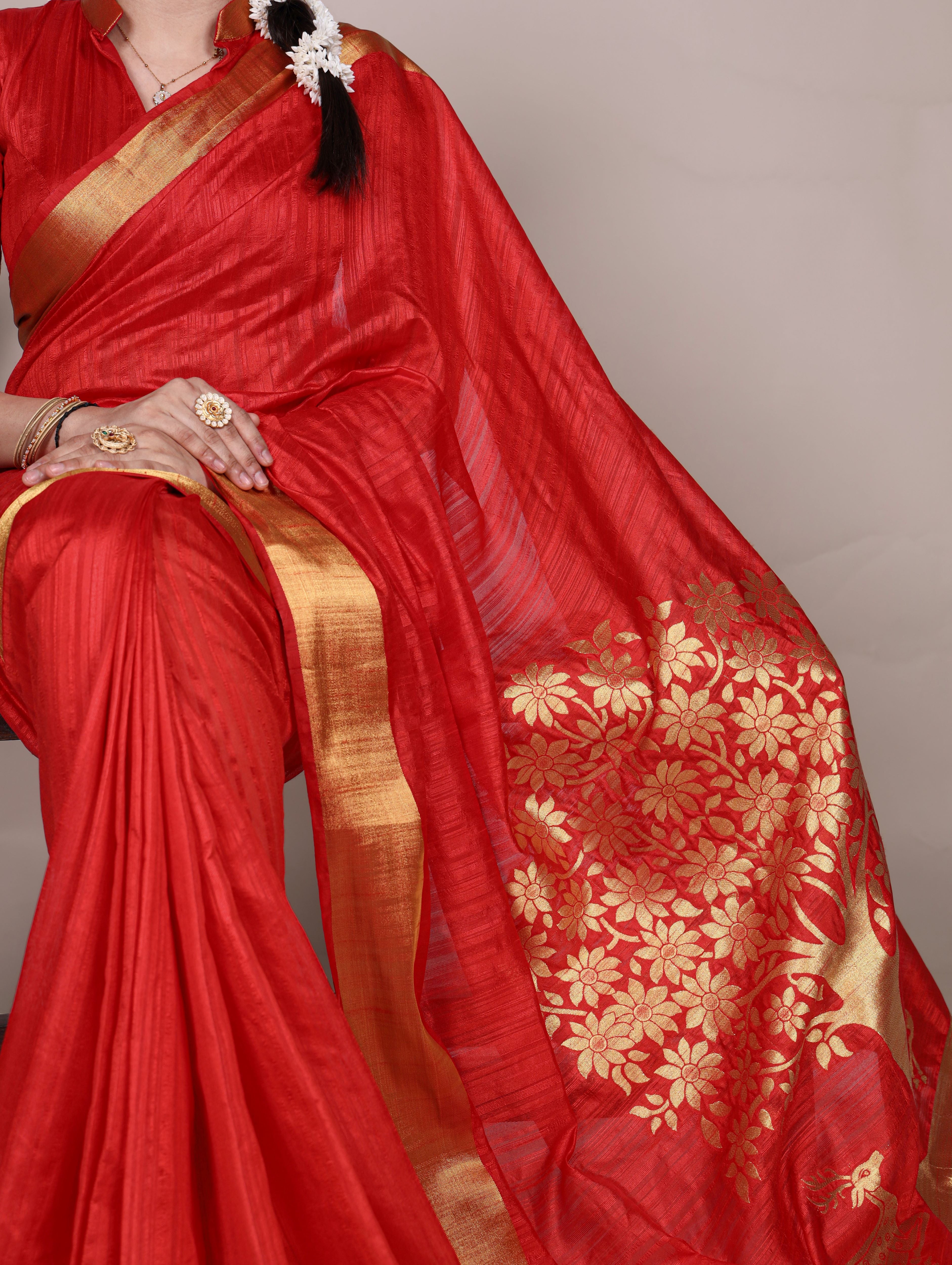 Raw Silk Zari Weaving Saree