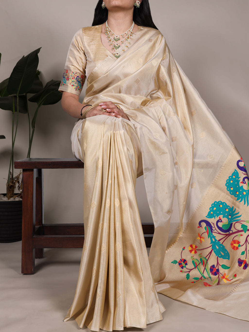 Tissue Paithani Zari Weaving Saree