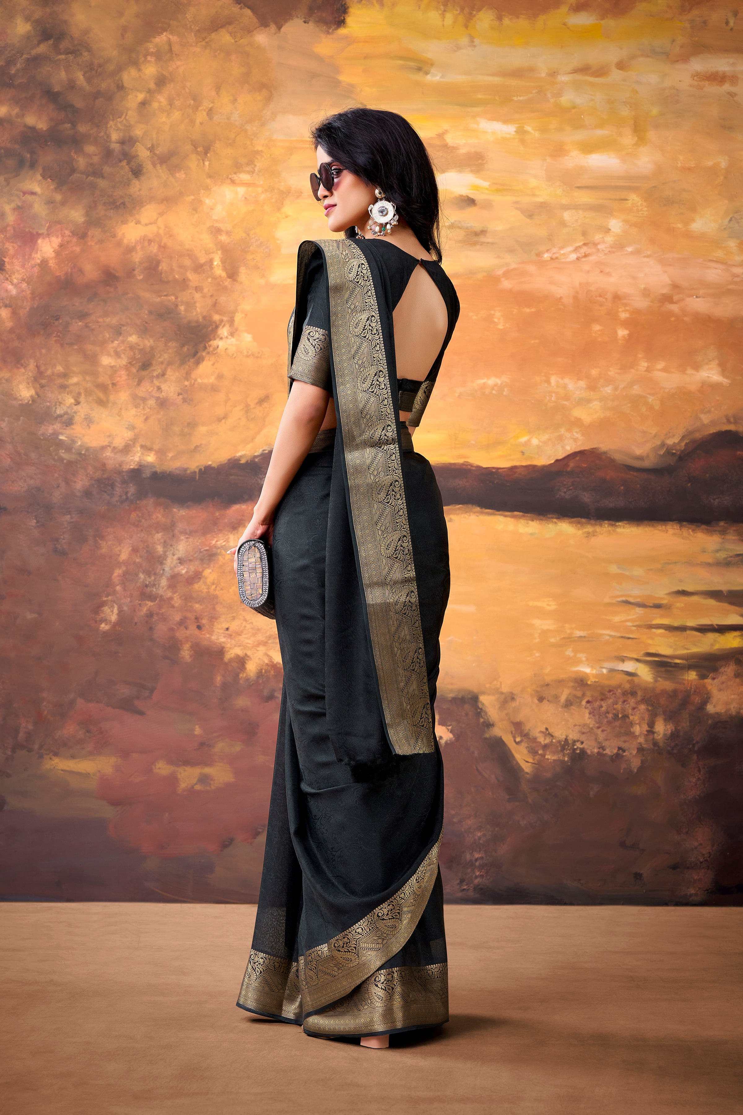 Marsh Mallow Zari Weaving Saree