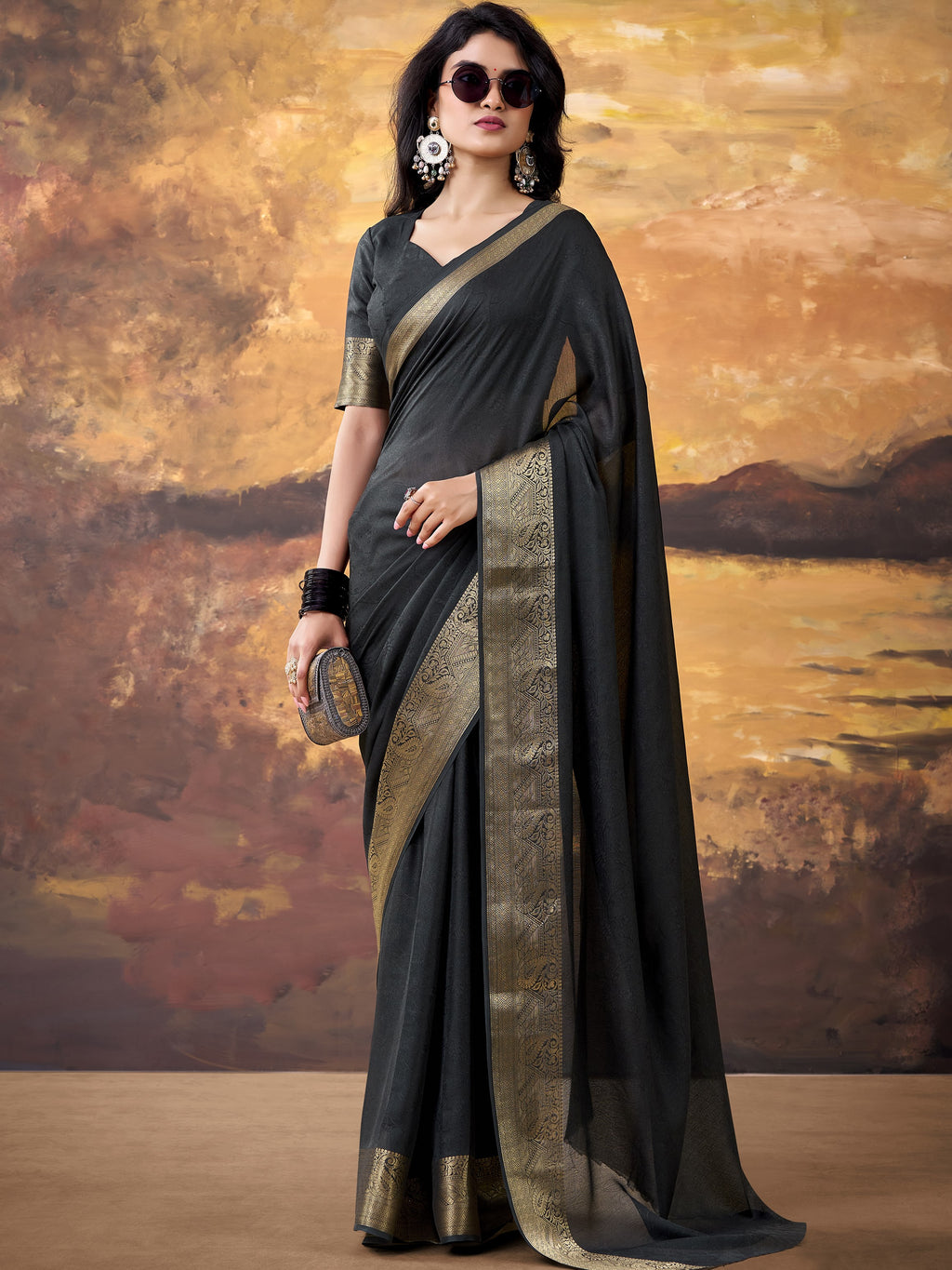 Marsh Mallow Zari Weaving Saree