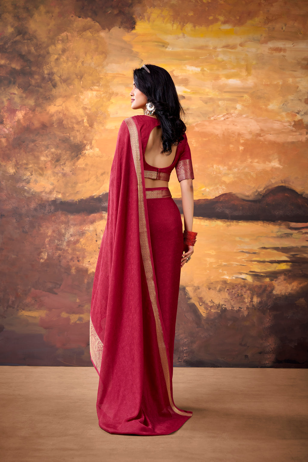 Marsh Mallow Zari Weaving Saree