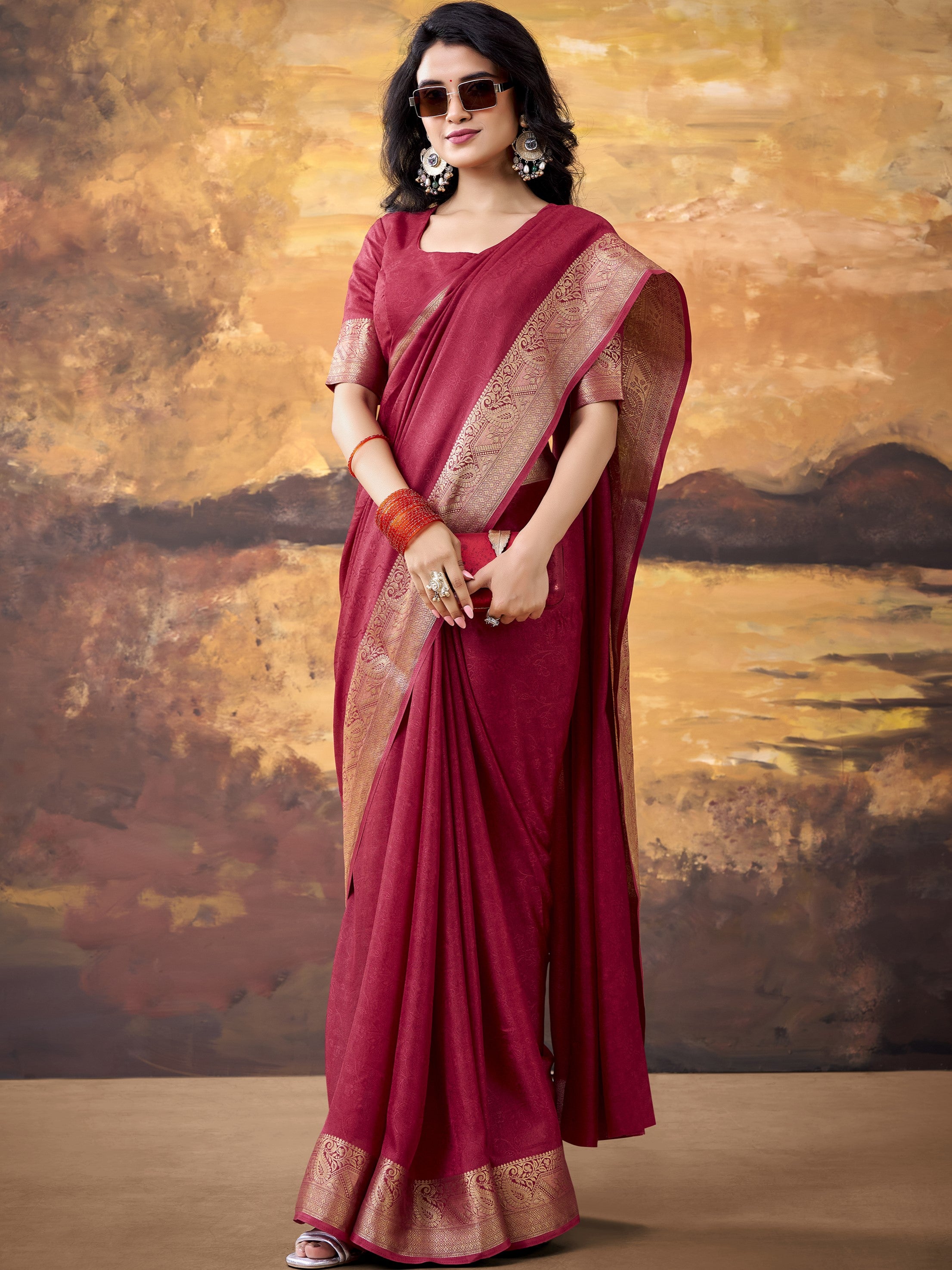Marsh Mallow Zari Weaving Saree