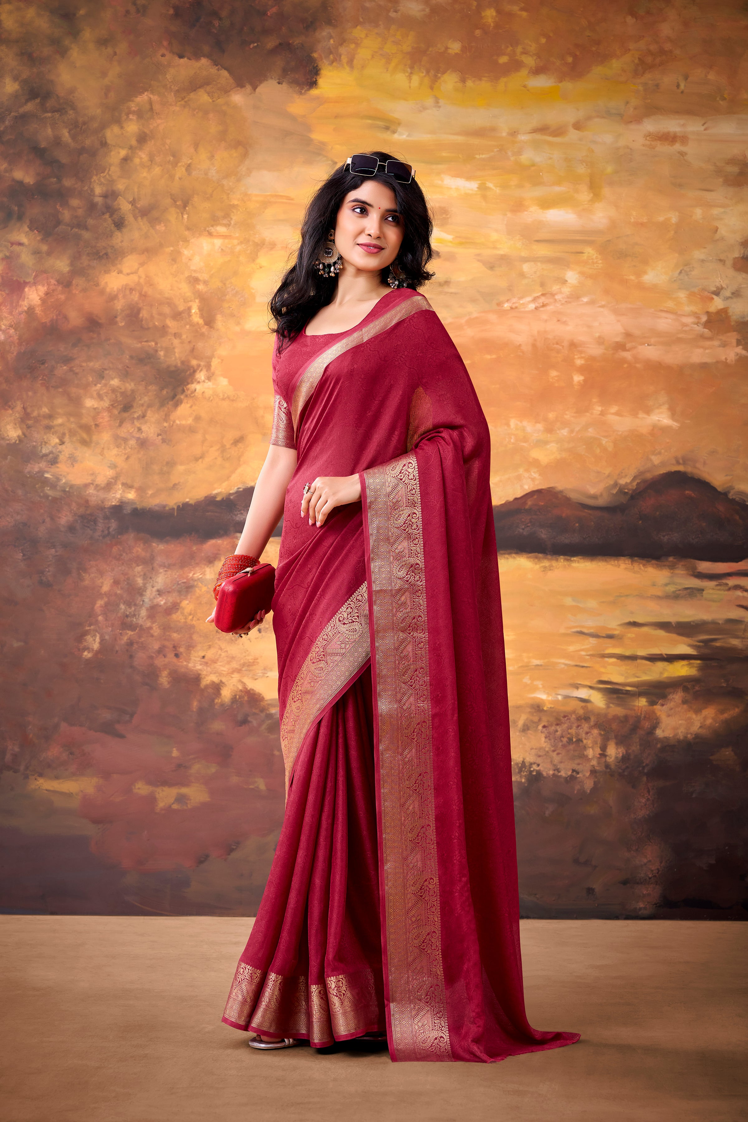 Marsh Mallow Zari Weaving Saree
