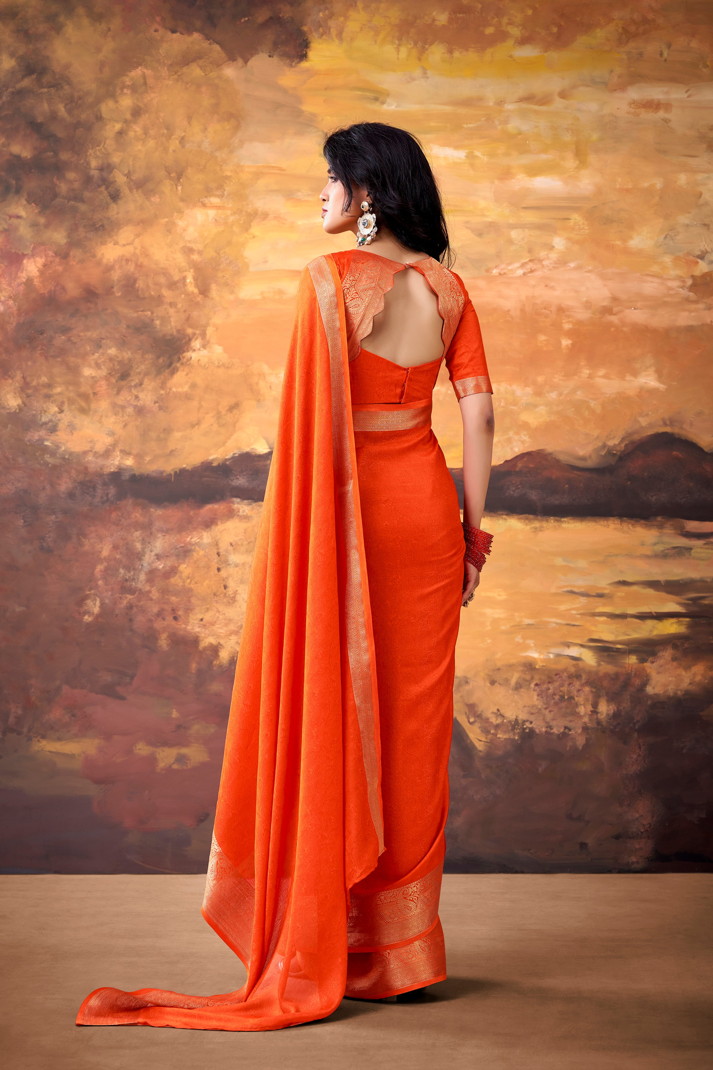 Marsh Mallow Zari Weaving Saree