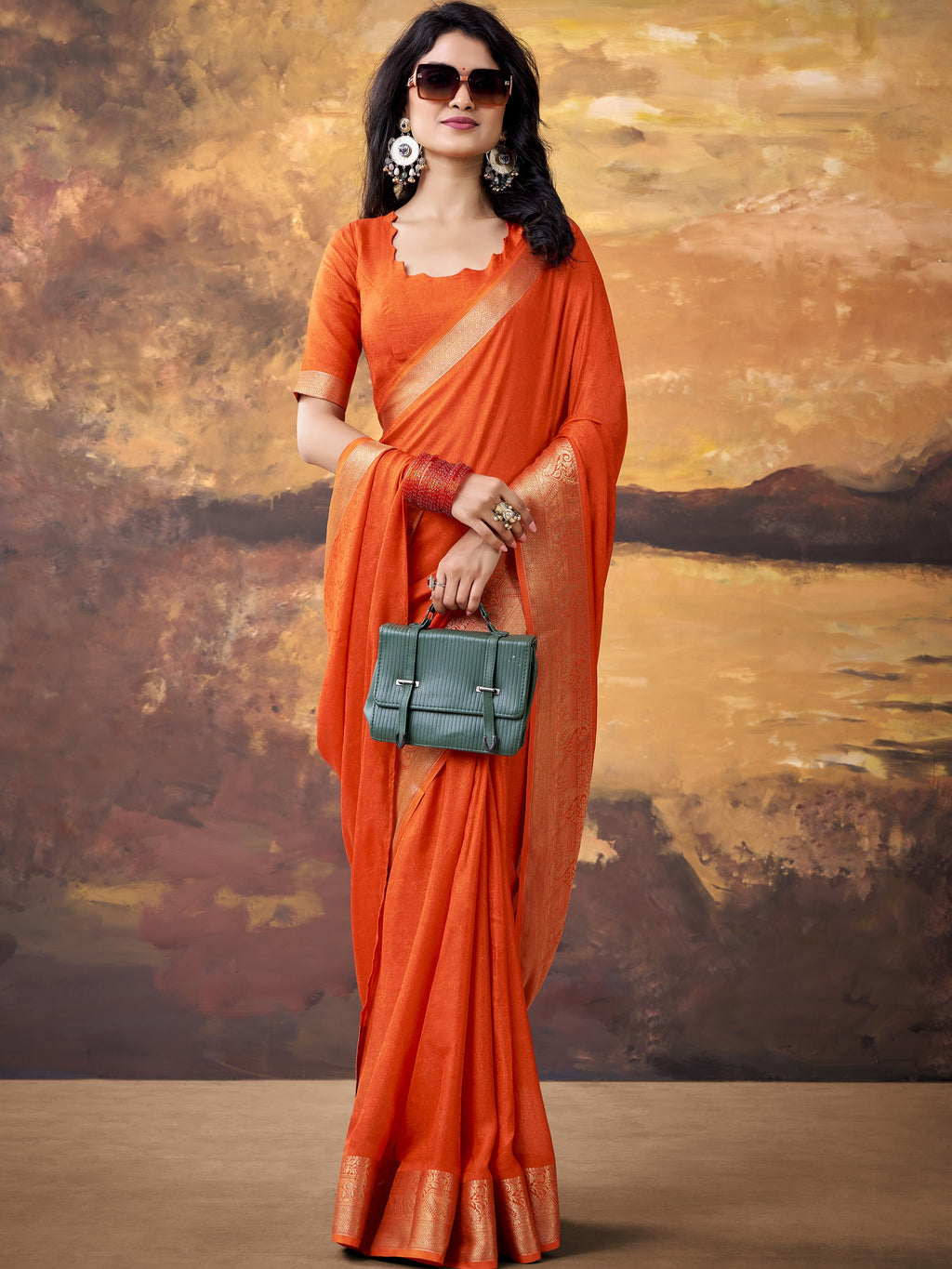 Marsh Mallow Zari Weaving Saree