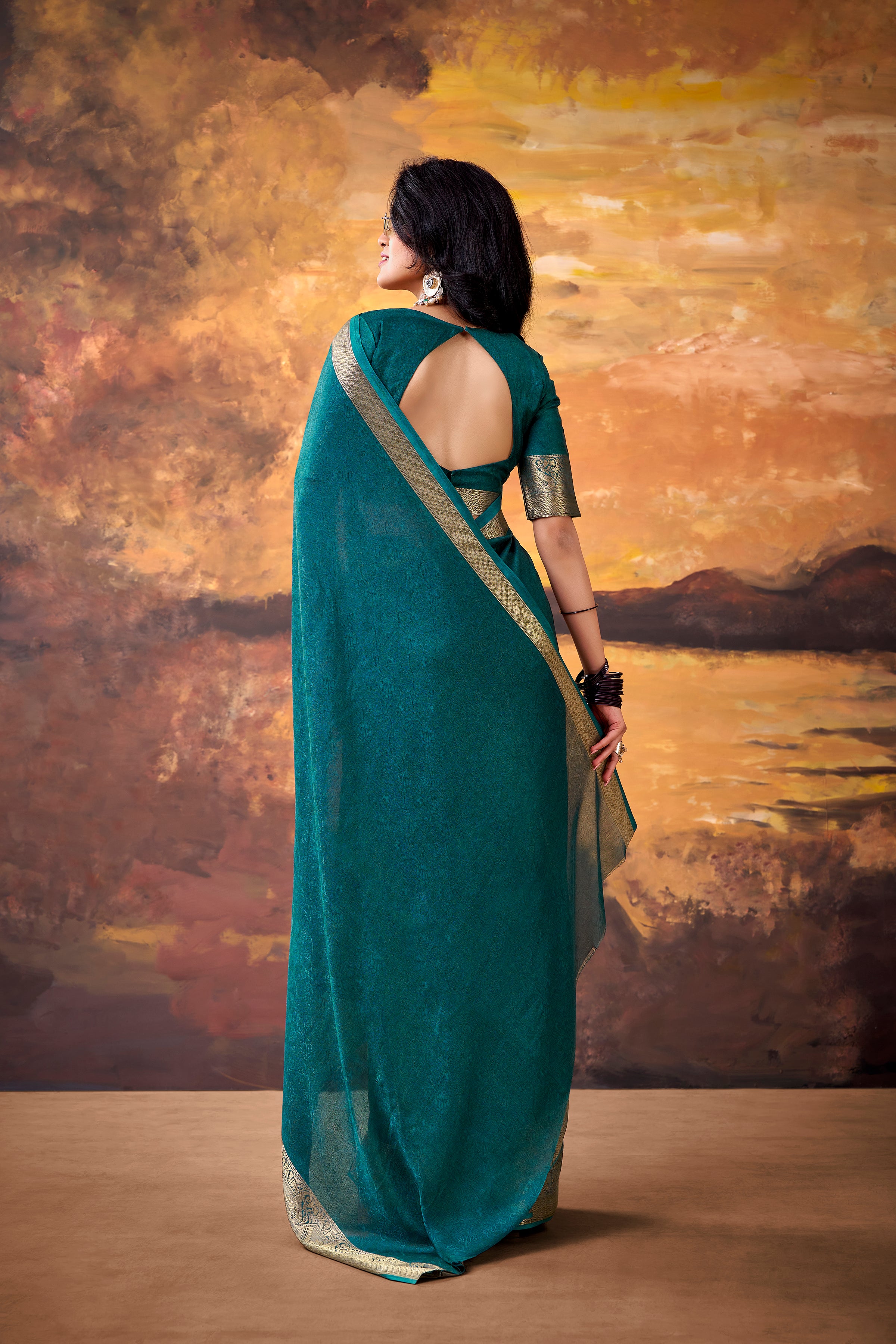 Marsh Mallow Zari Weaving Saree