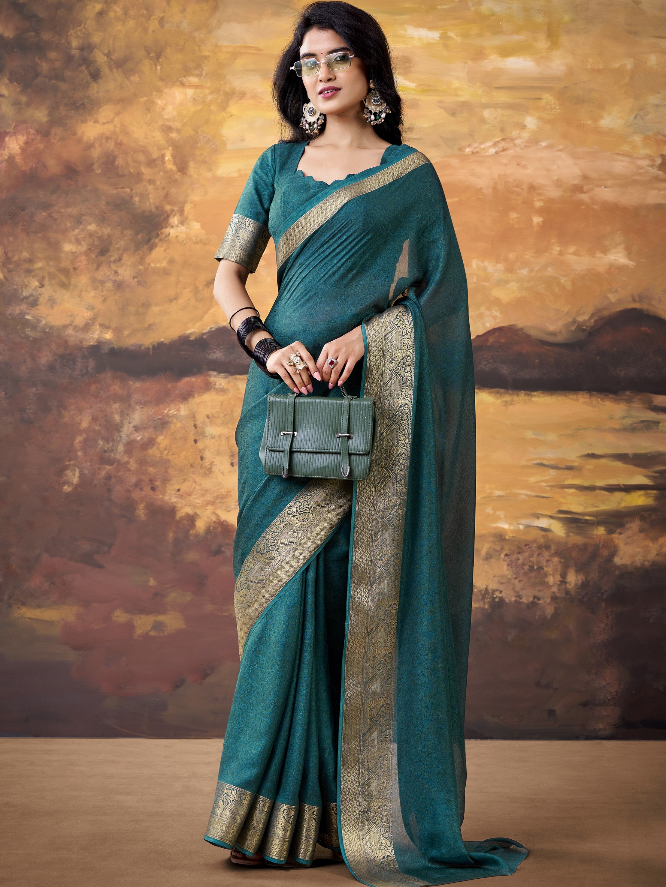 Marsh Mallow Zari Weaving Saree