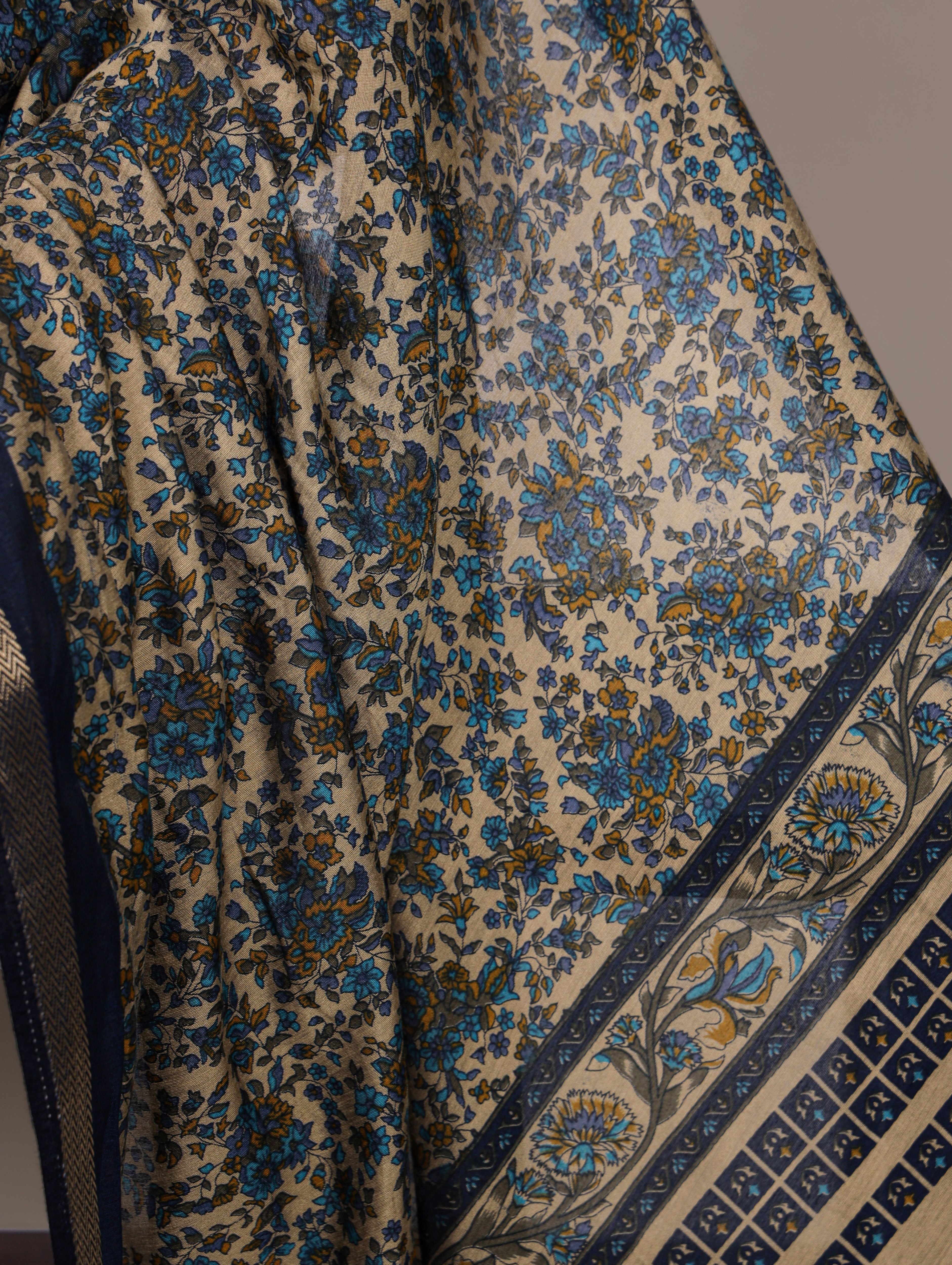 Chanderi Printed Zari Weaving Saree