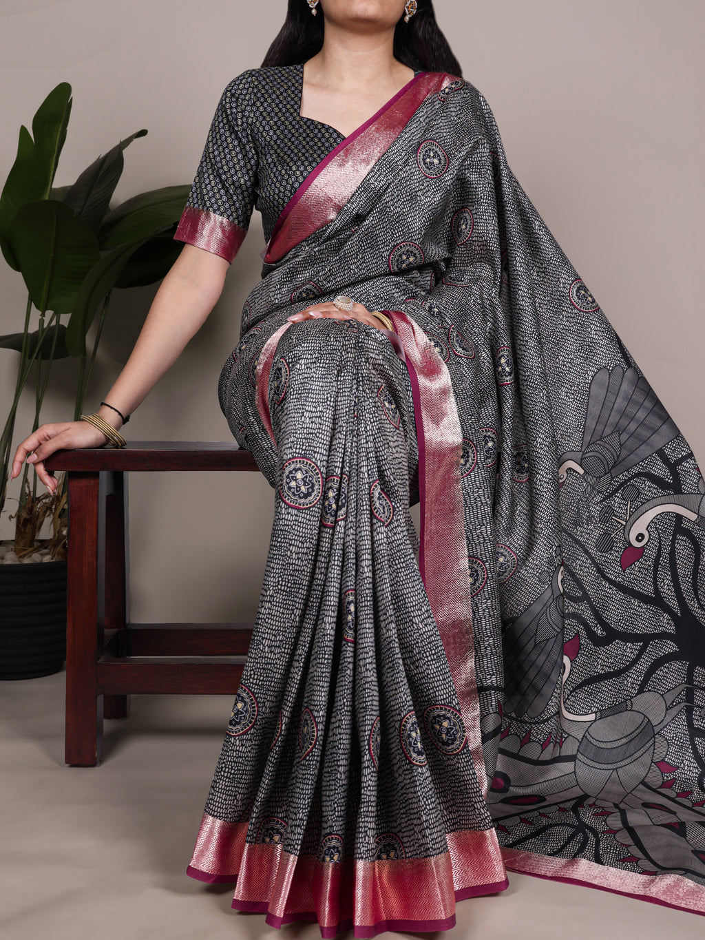Tussar Silk Printed Saree