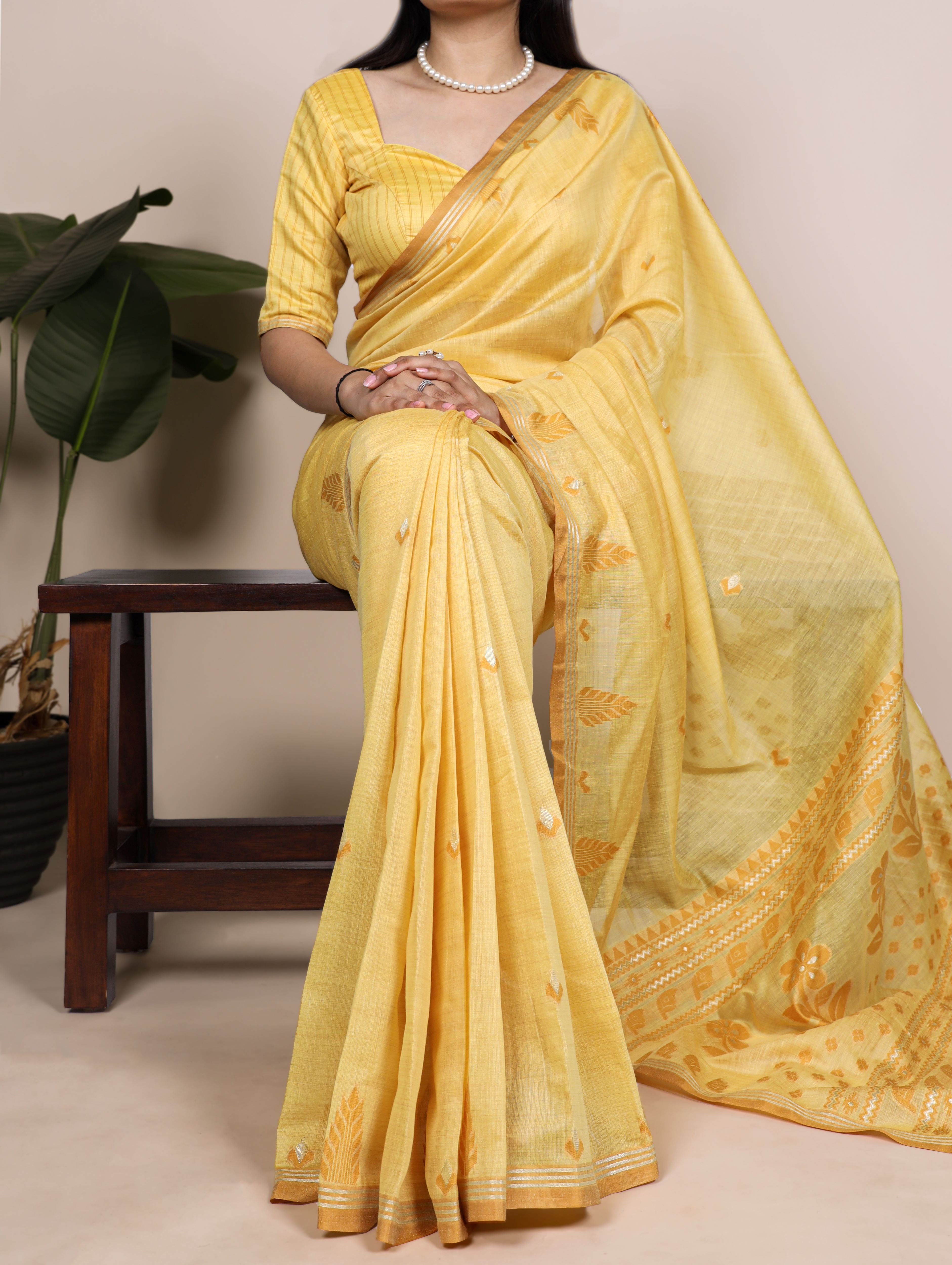 Cotton Silk Zari Weaving Saree