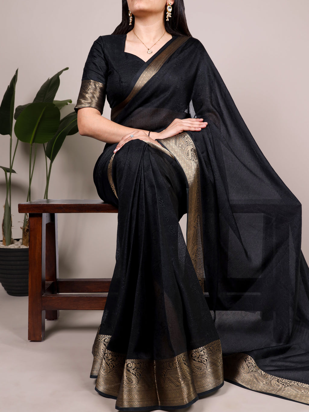 Marsh Mallow Zari Weaving Saree For Women