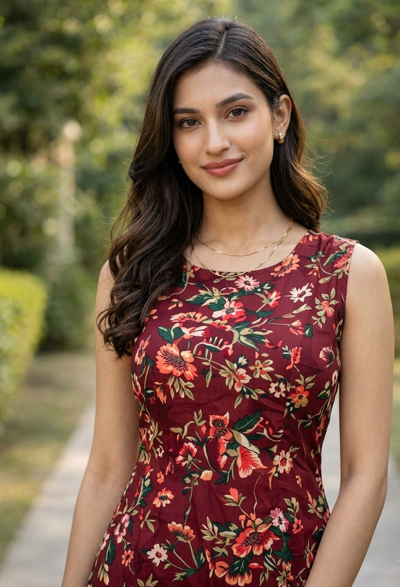 Crepe Floral Printed Kurti-Pant Pair