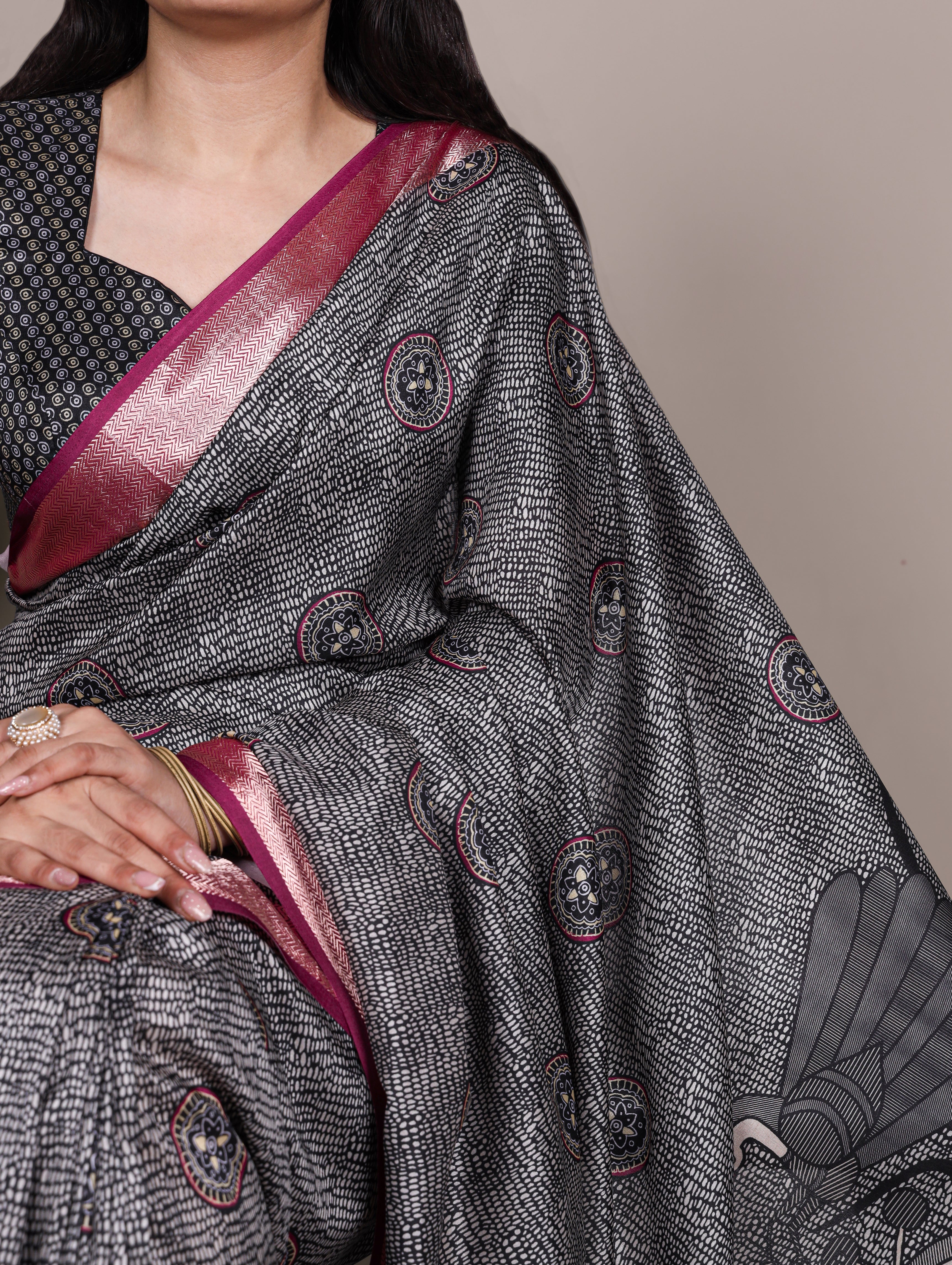 Tussar Silk Printed Saree