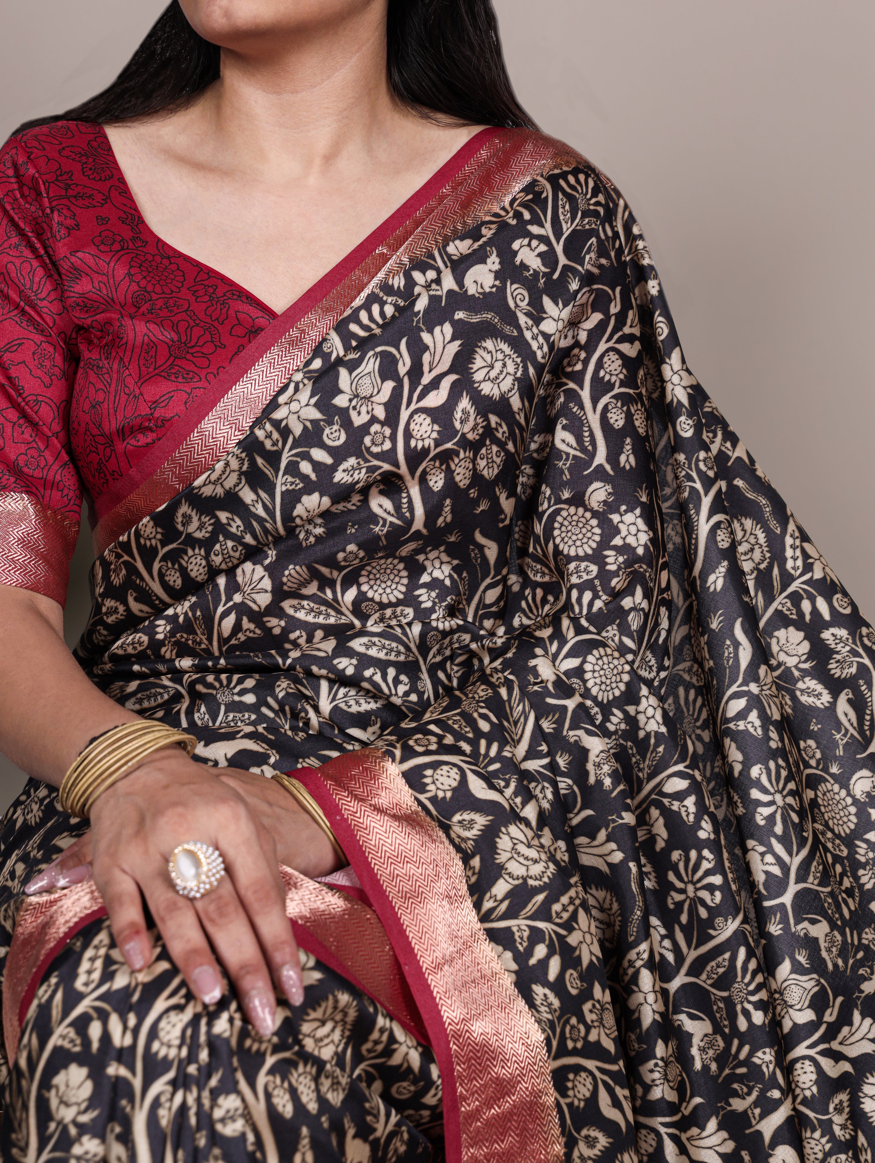Tussar Silk Printed Saree For Women