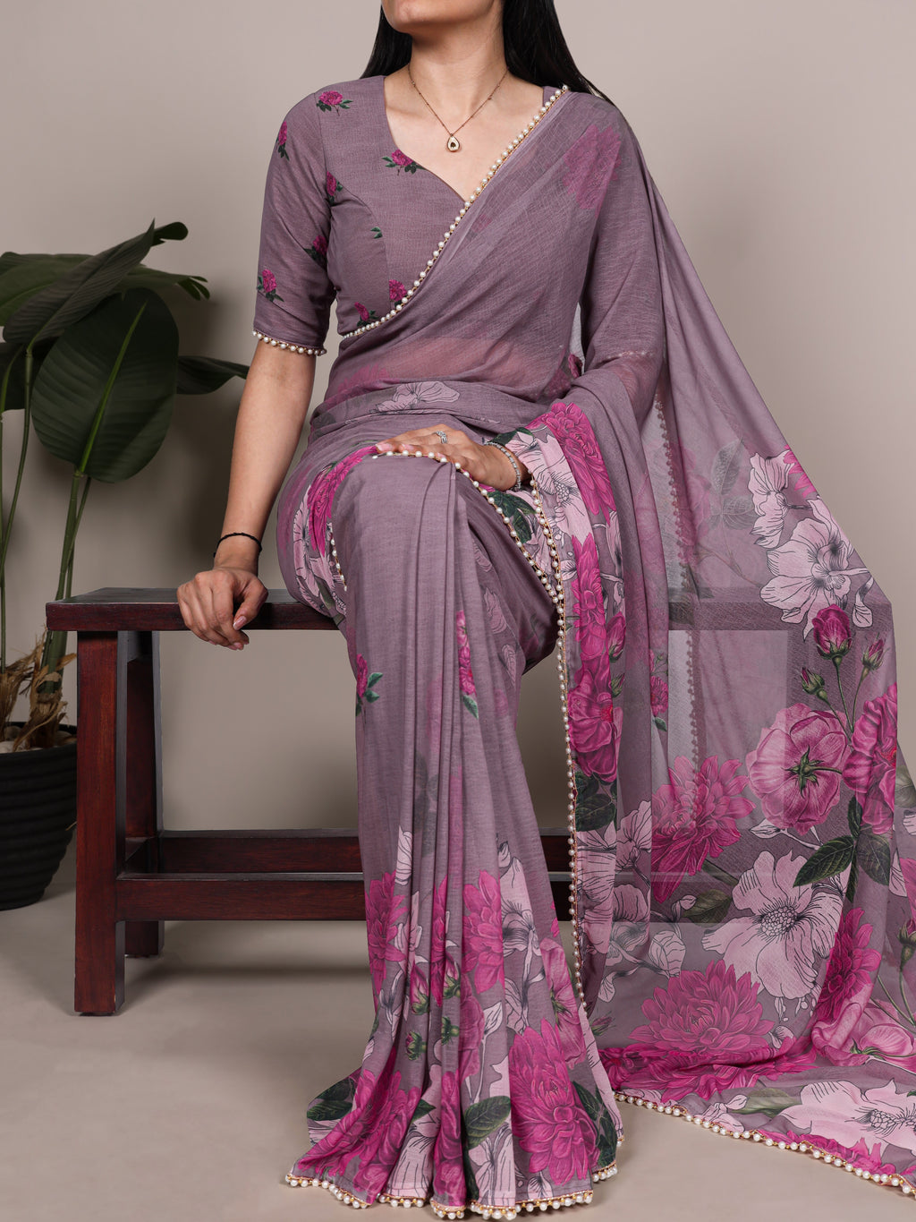 Weightless Marble Floral Printed Saree
