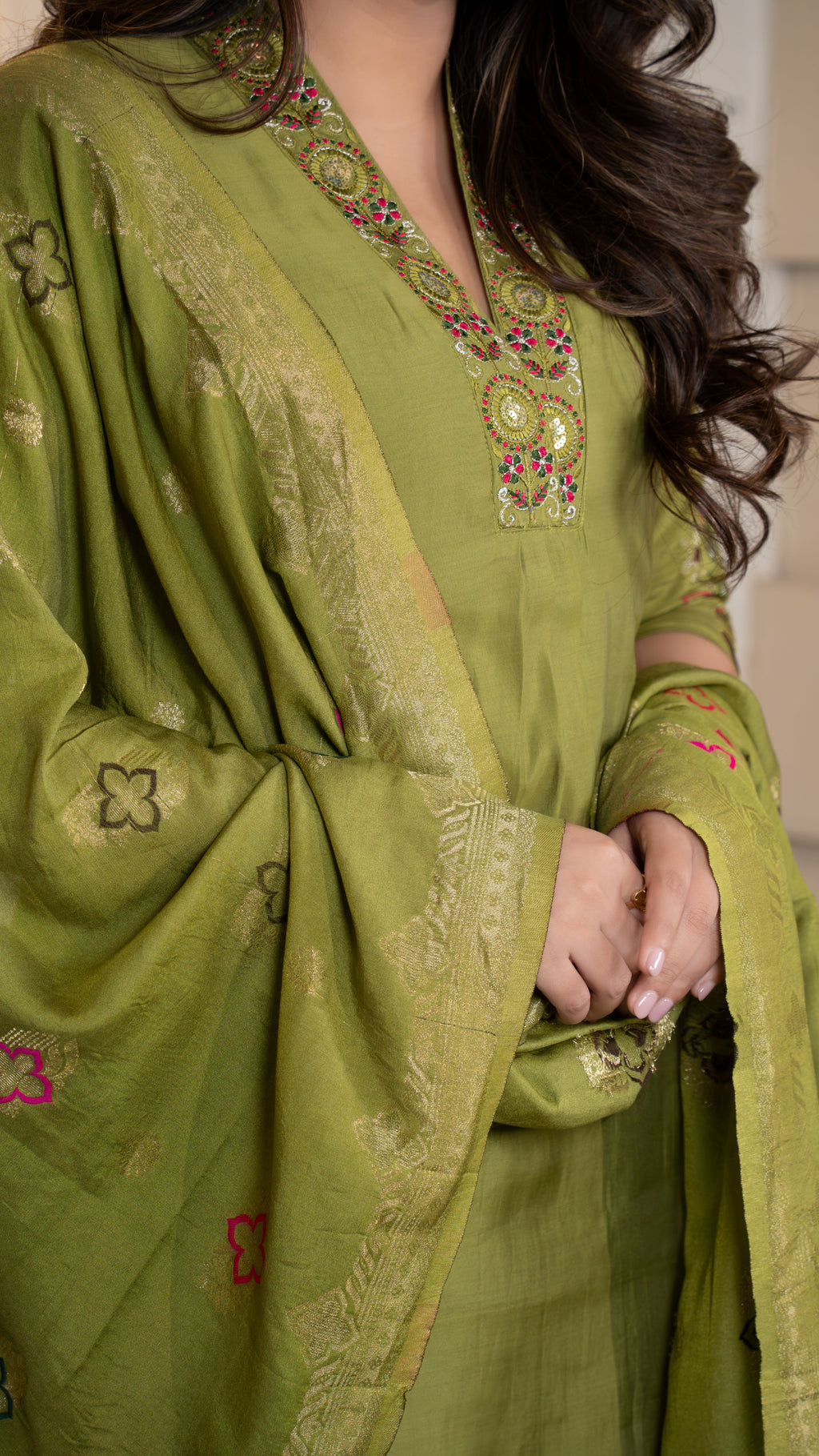 Roman Silk Top Bottom Set For Women