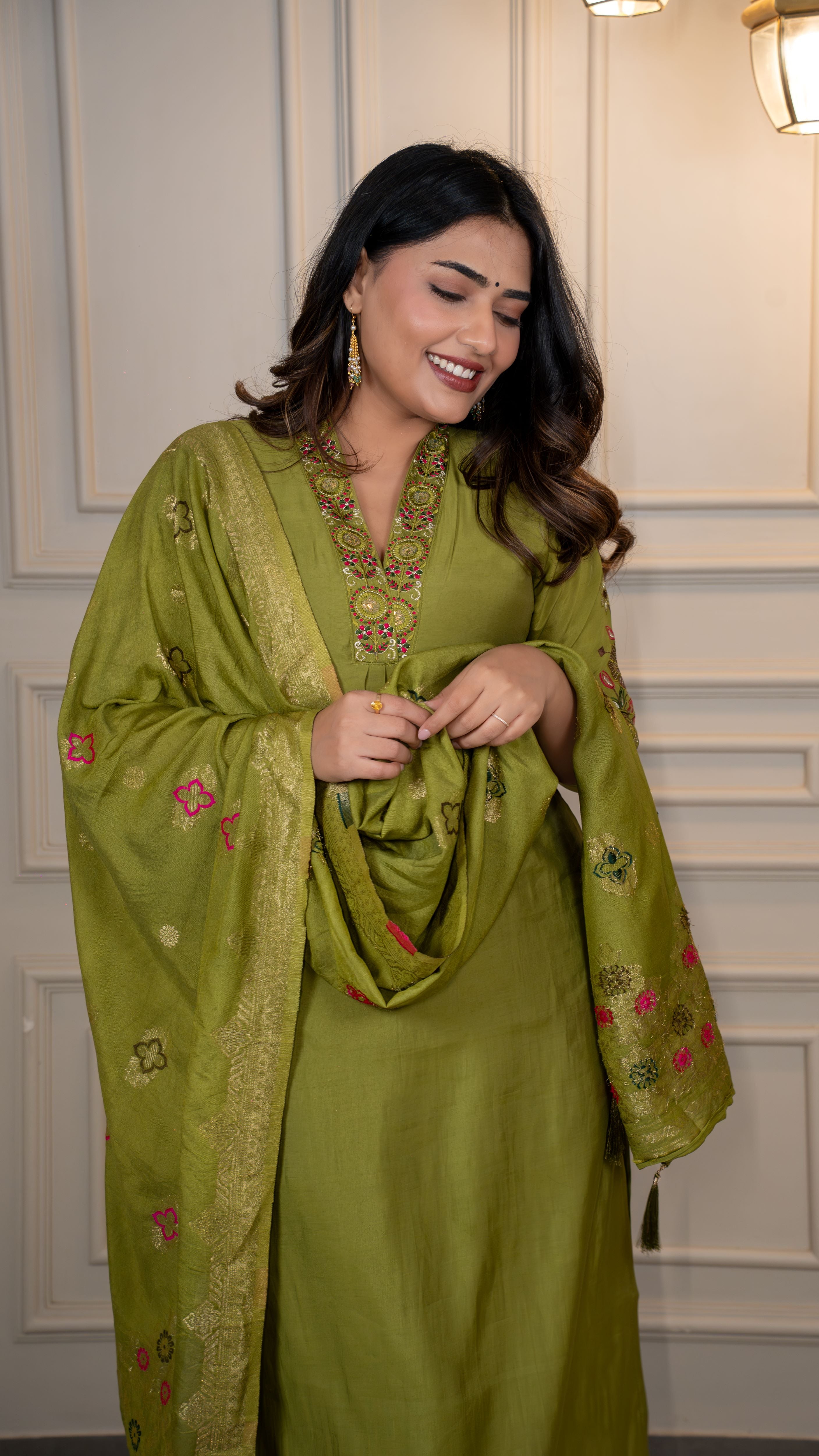 Roman Silk Top Bottom Set For Women