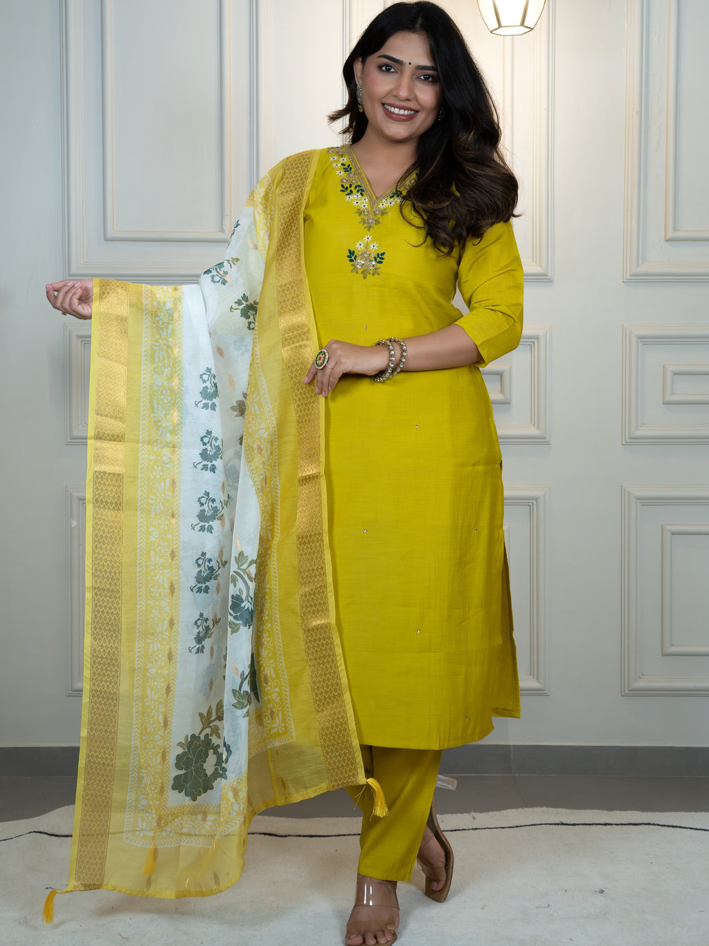 Premium  Roman Silk Top Bottom Set For Women