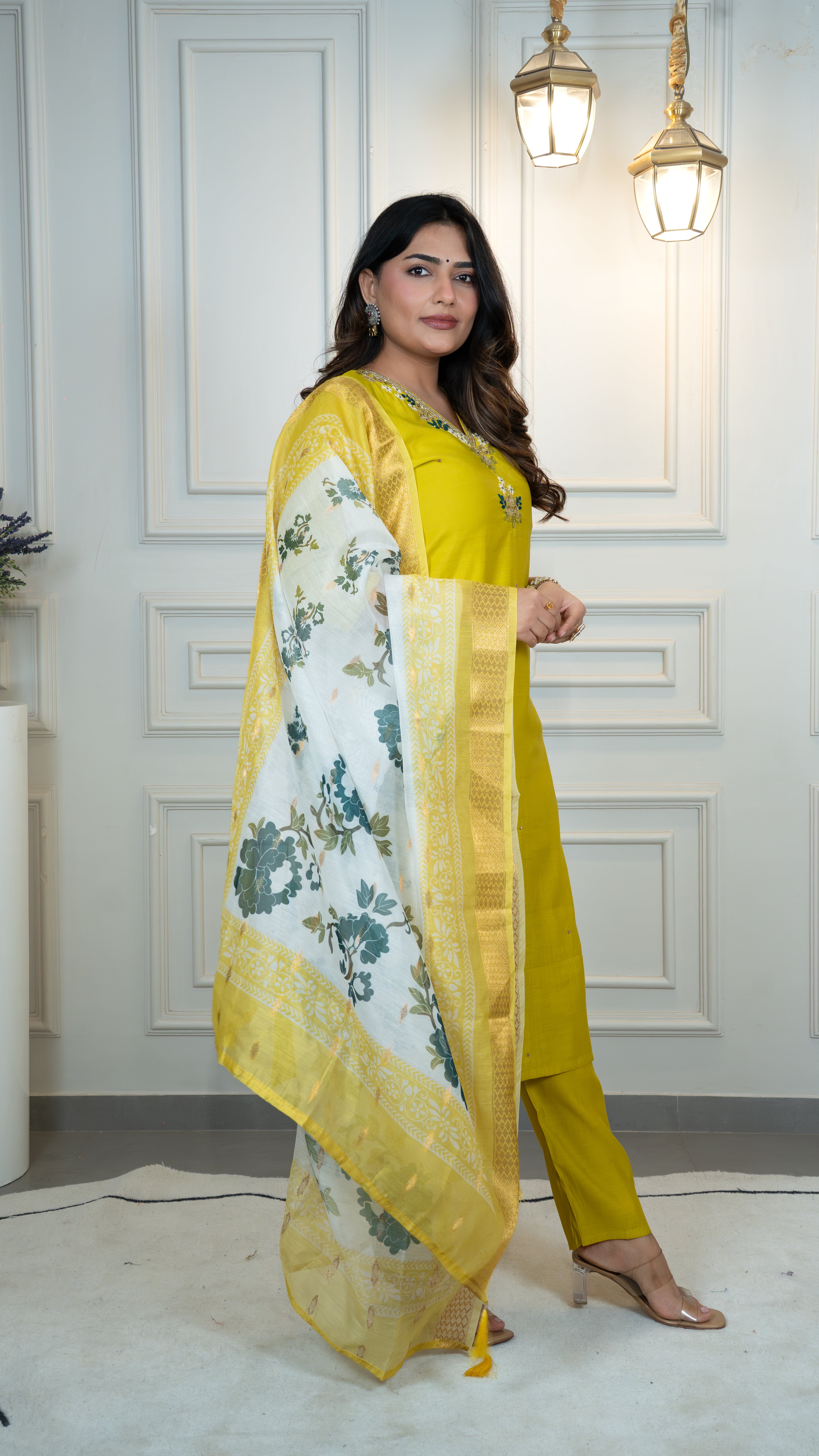 Premium  Roman Silk Top Bottom Set For Women