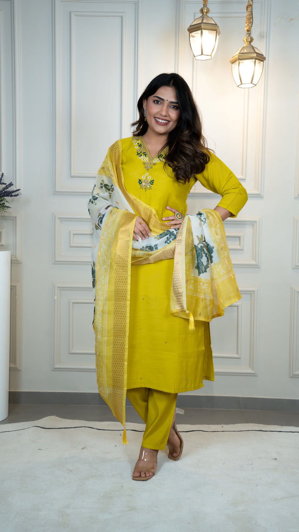 Premium  Roman Silk Top Bottom Set For Women