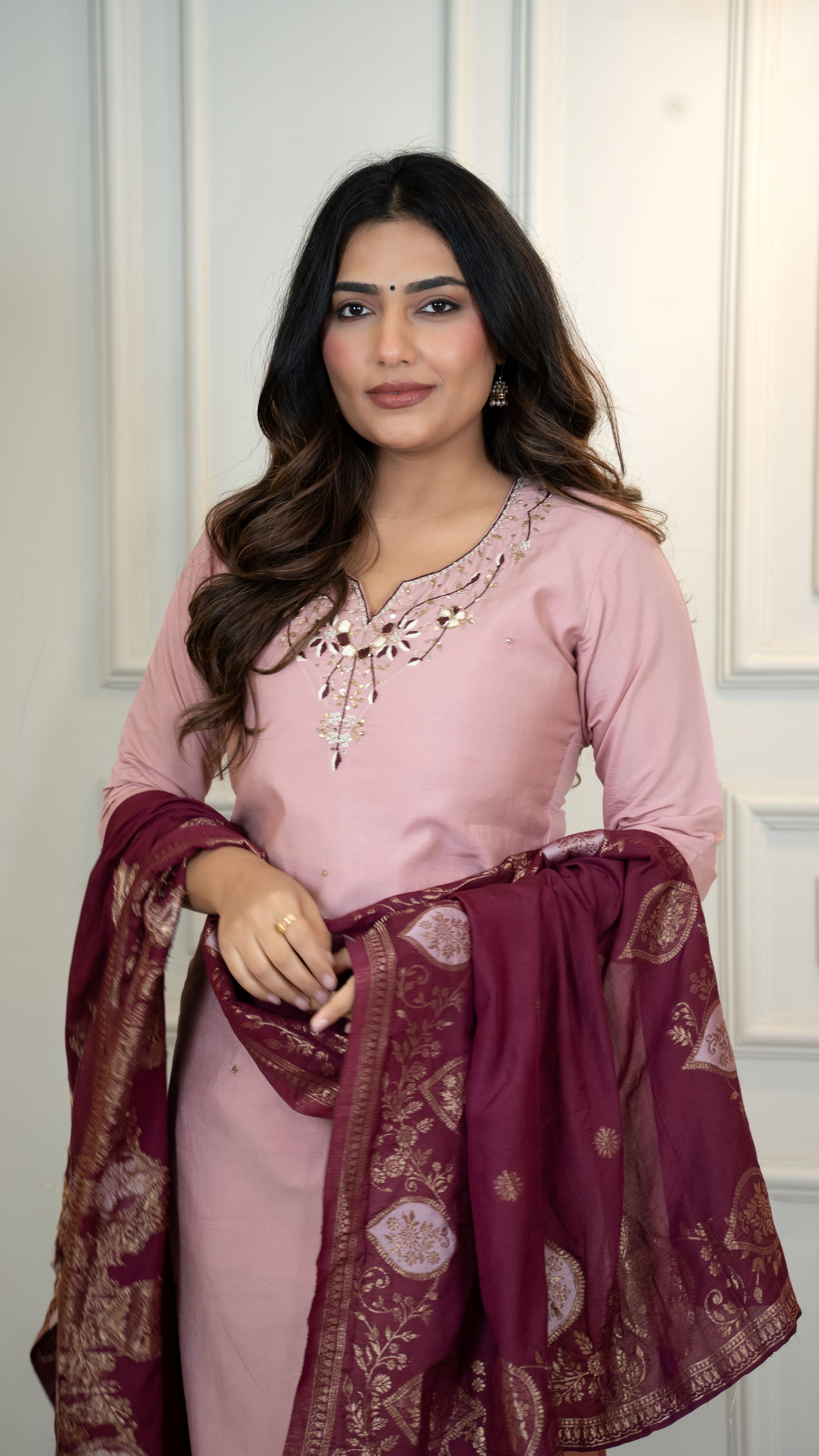 Roman Silk Top Bottom Set For Women